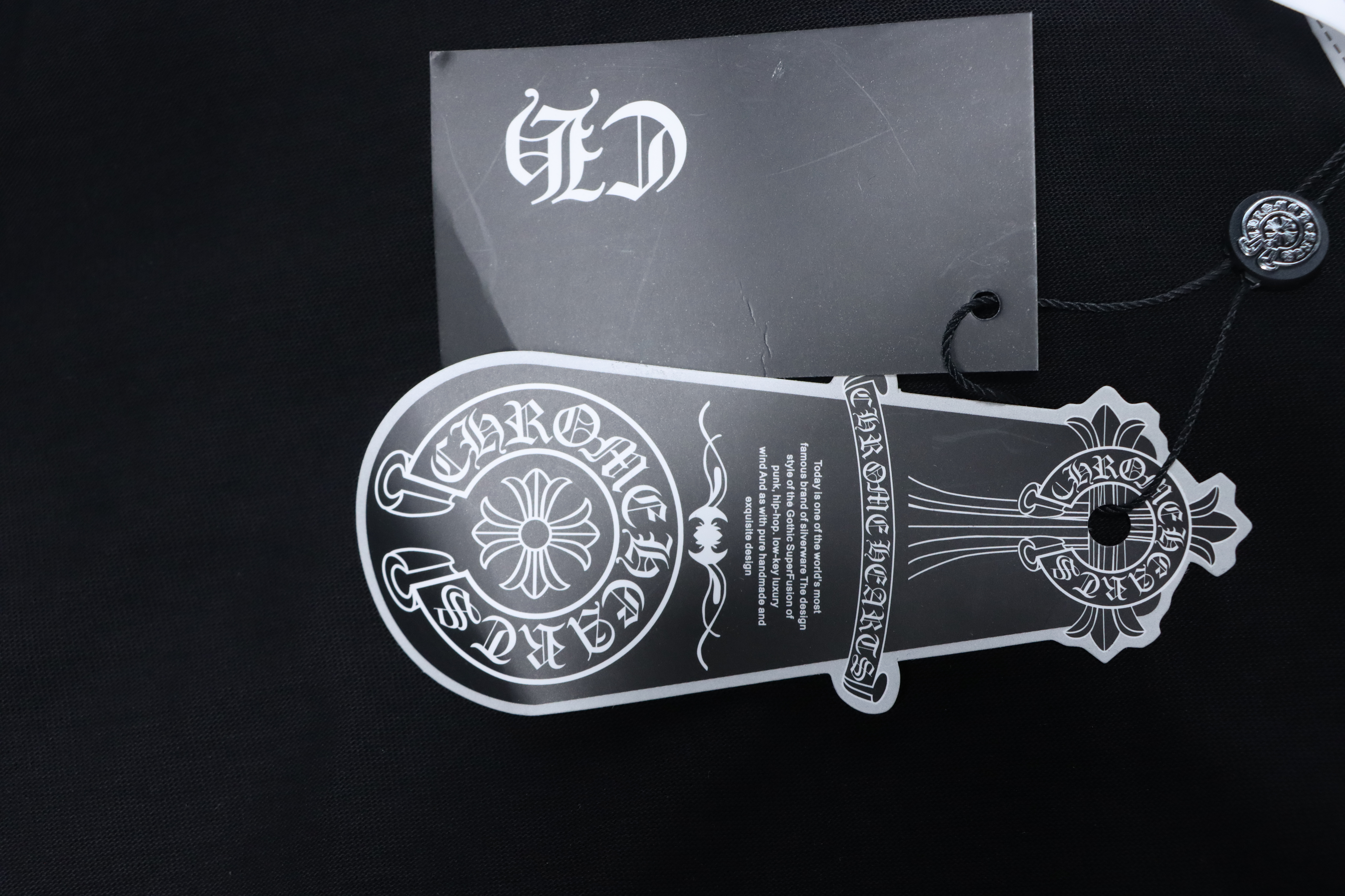 Chrome Hearts Blue Horseshoe Cross Long Sleeve T-Shirt Black