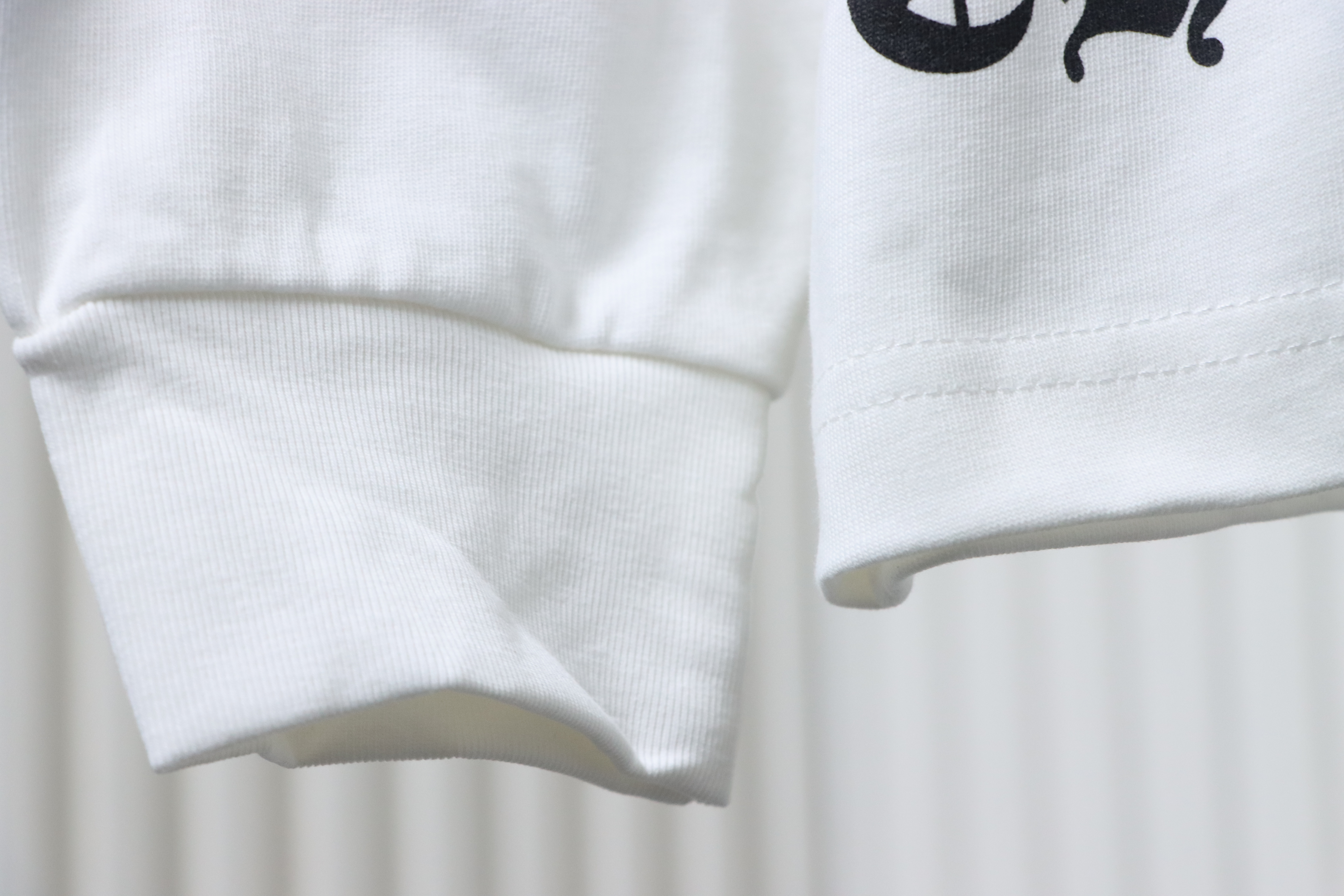 Chrome Hearts Blue Horseshoe Cross Long Sleeve T-Shirt White