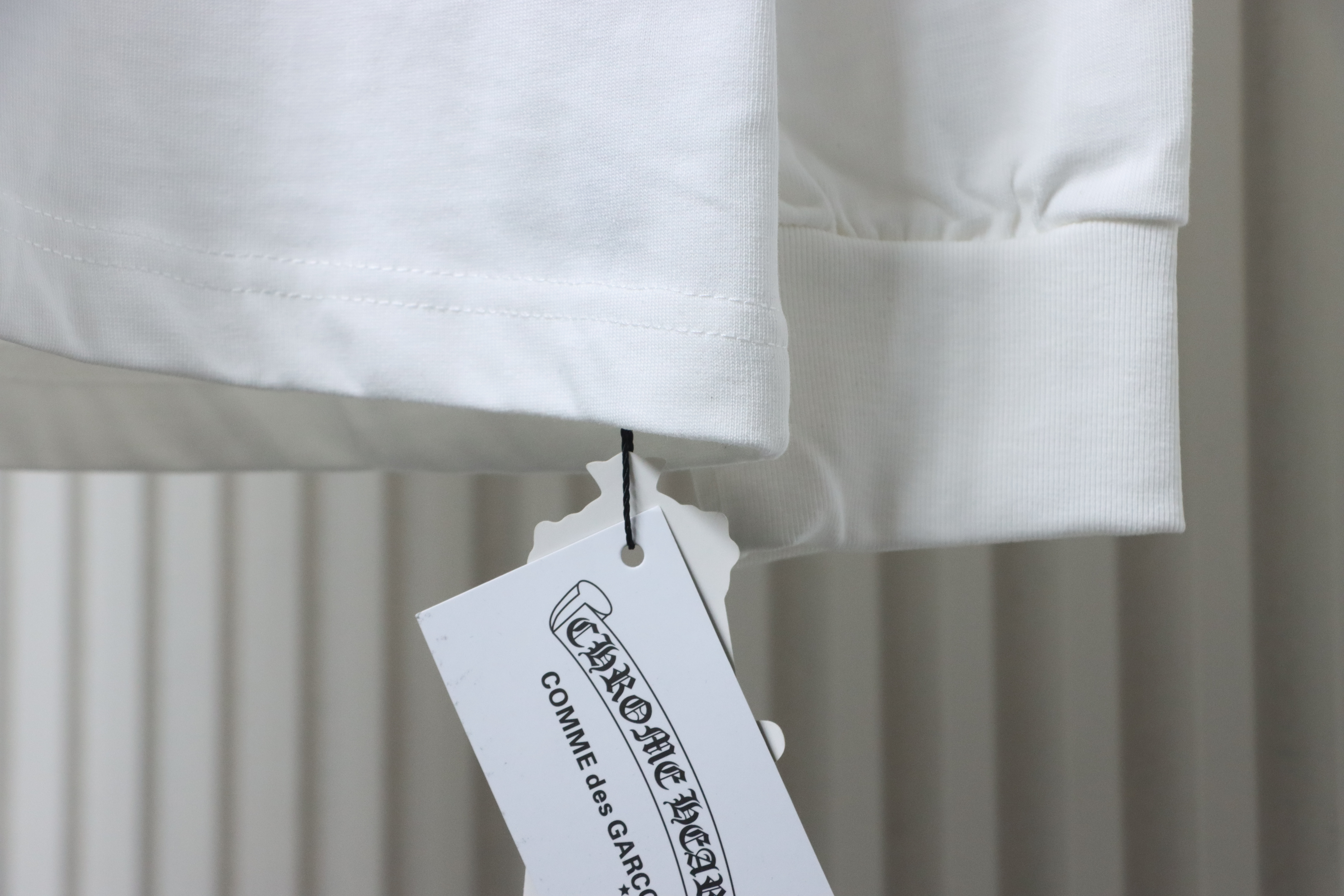 Chrome Hearts Blue Horseshoe Cross Long Sleeve T-Shirt White