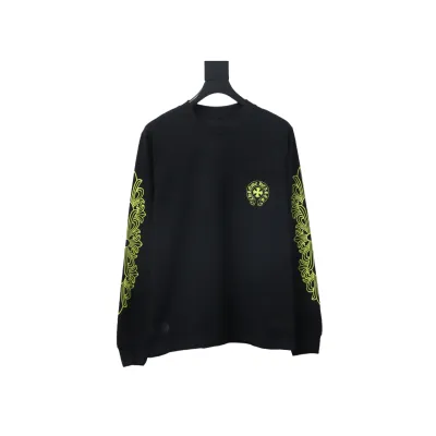 Chrome Hearts Lemon Green Horseshoe Floral Long Sleeve T-Shirt Black 01