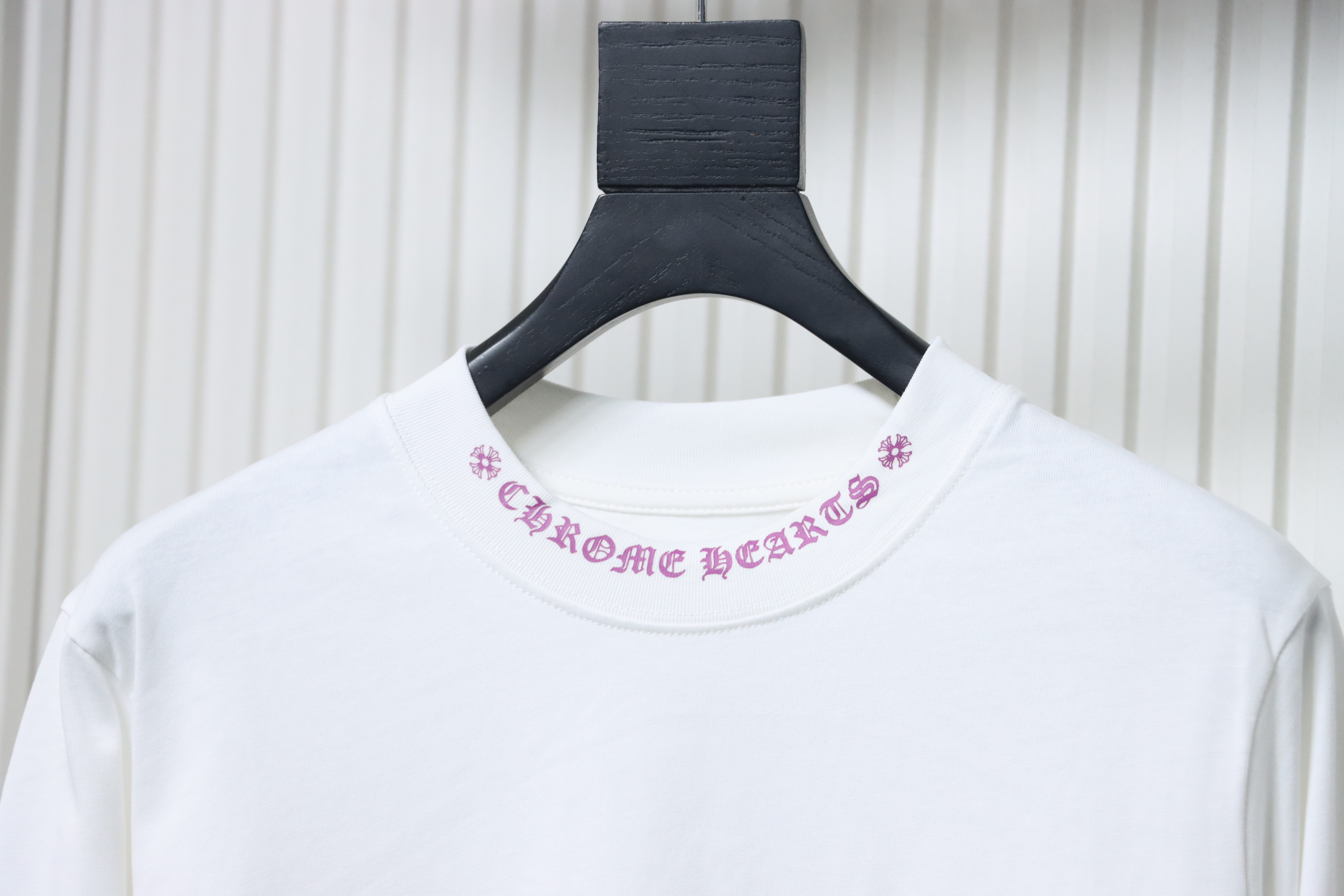 Chrome Hearts Purple Neck Logo Long Sleeve T-Shirt White