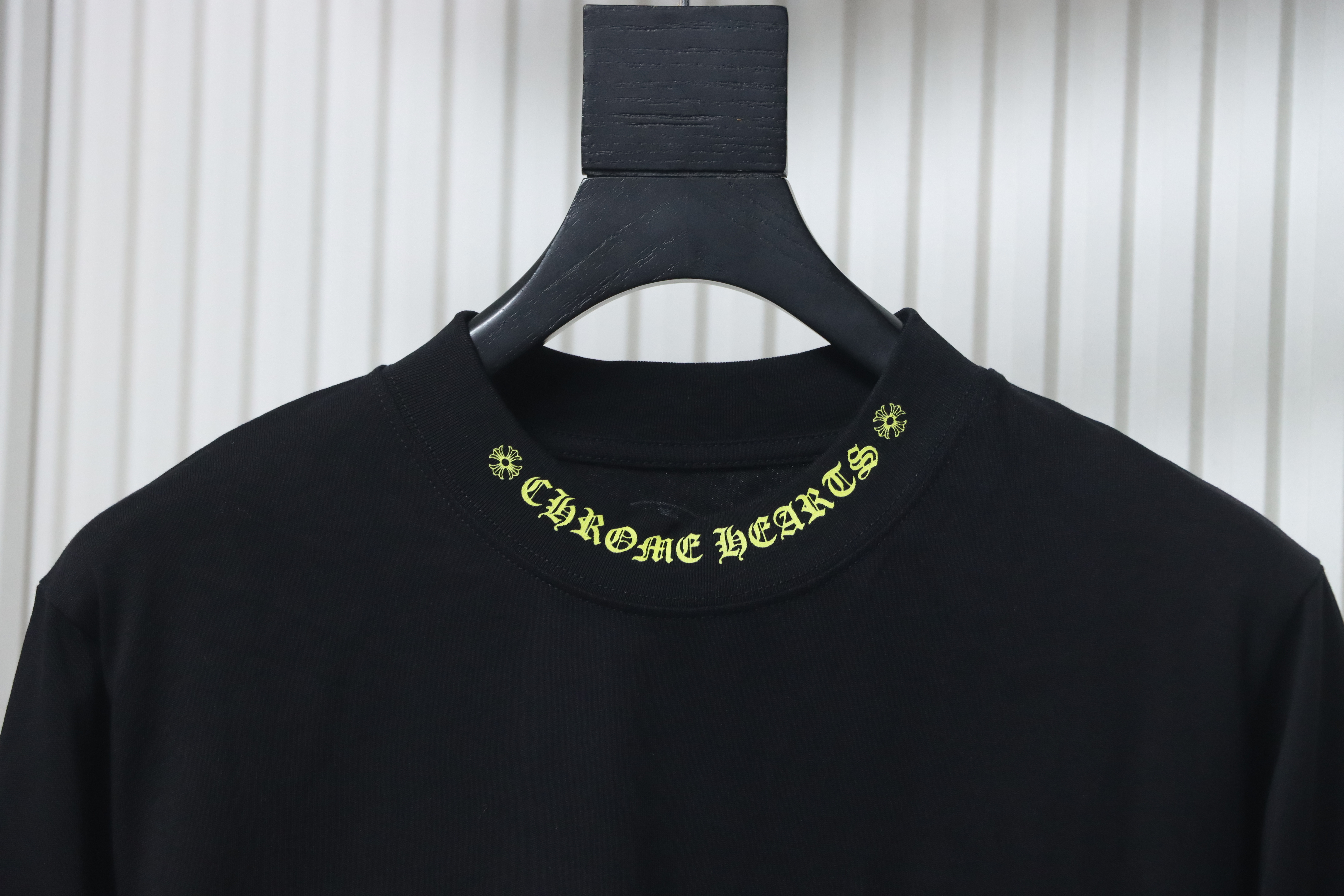 Chrome Hearts Yellow Neck Logo Long Sleeve T-Shirt Black