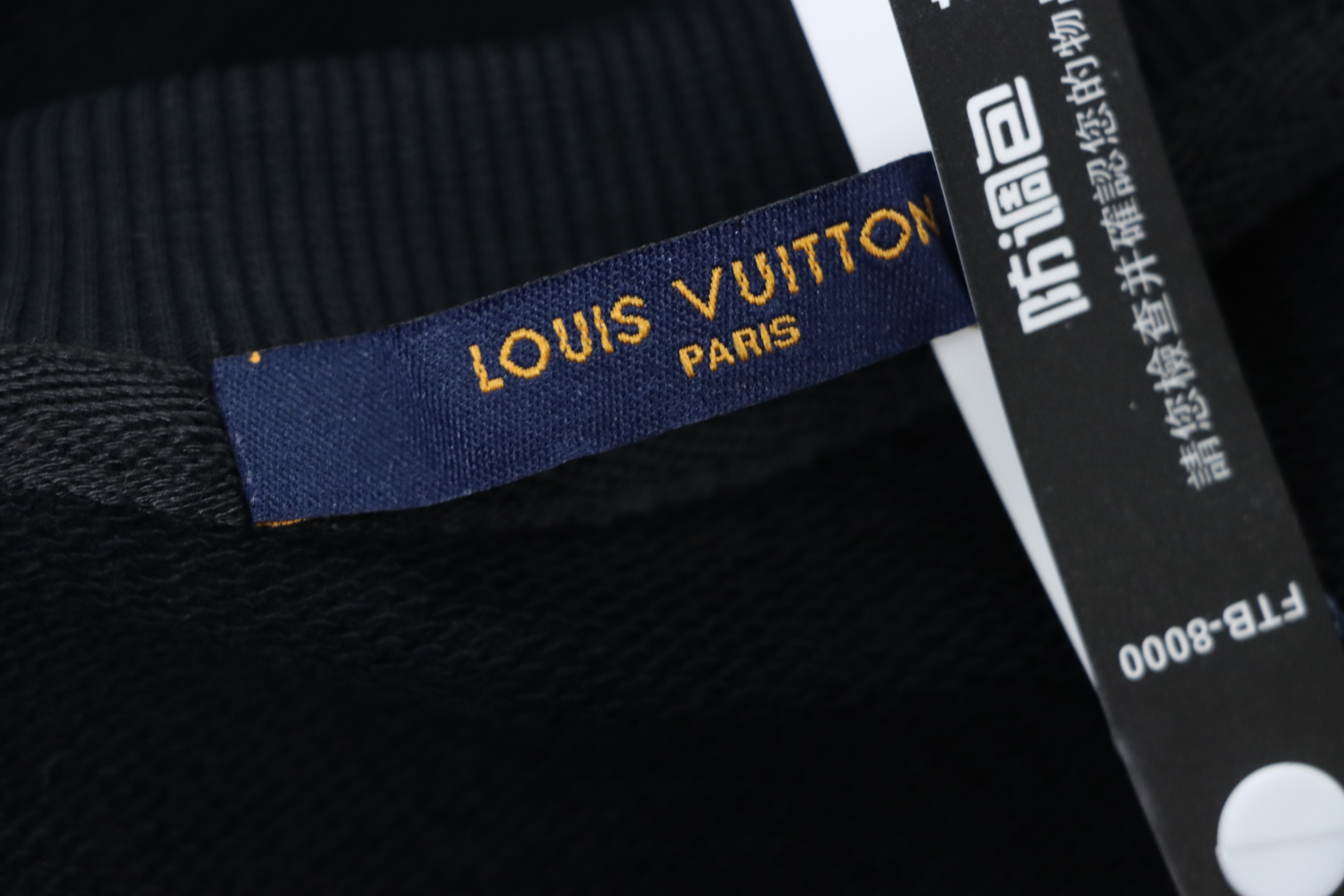 Louis Vuitton Black Cotton Sweatshirt With Leather Patch On The Pocket