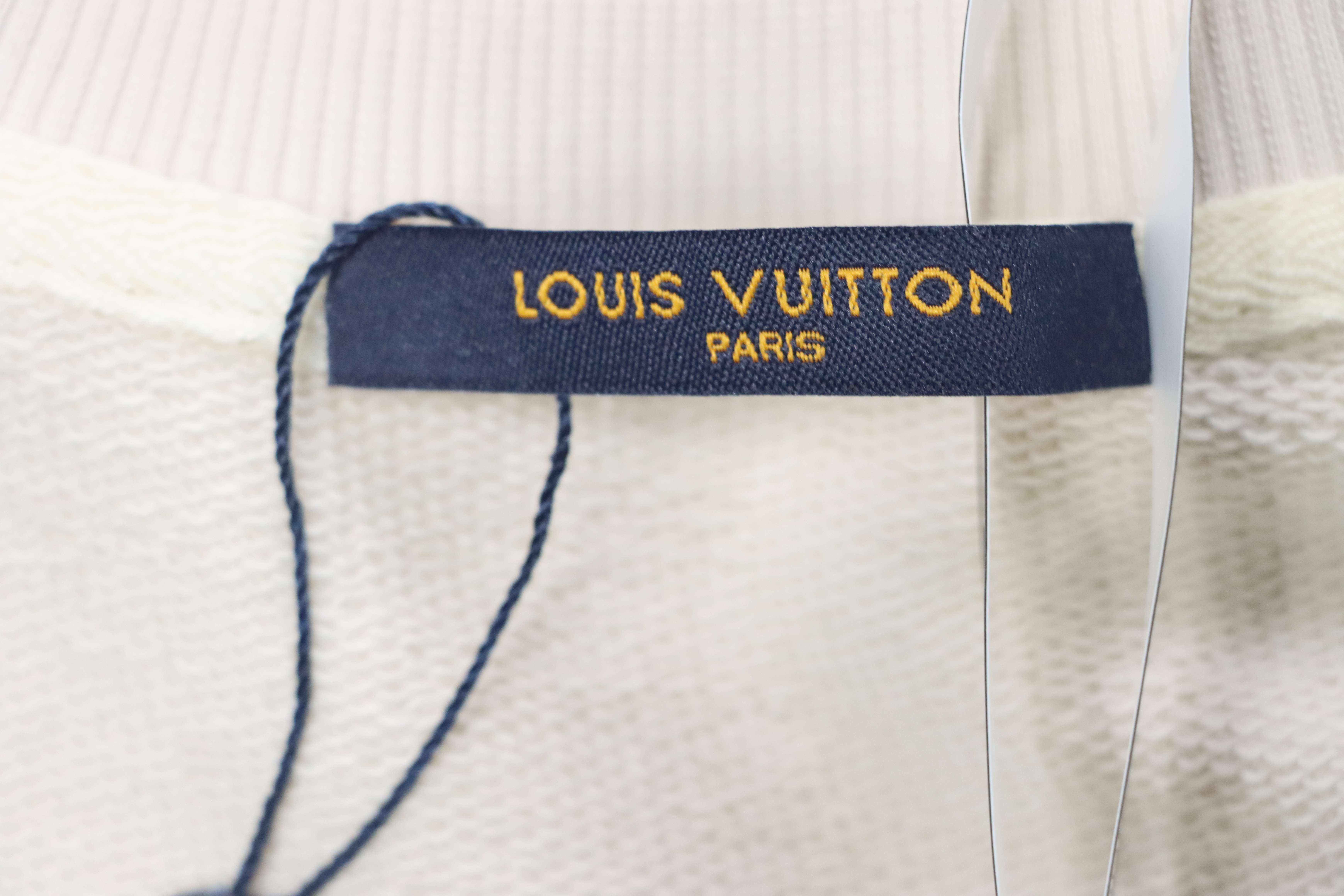 Louis Vuitton White Cotton Sweatshirt With Leather Patch On The Pocket