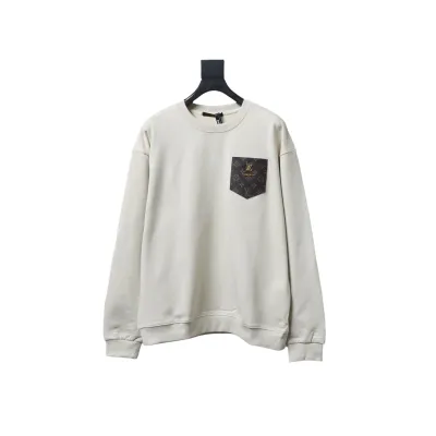 Louis Vuitton White Cotton Sweatshirt With Leather Patch On The Pocket 01