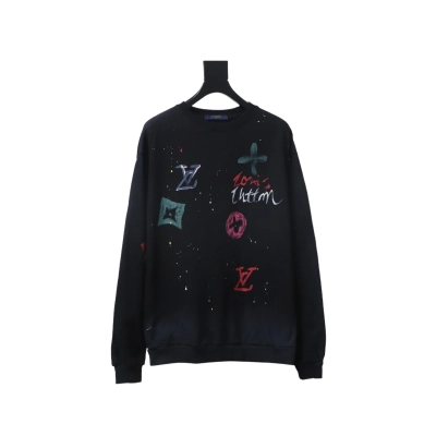 Louis Vuitton Graffiti Crew Neck Sweatshirt Black 01