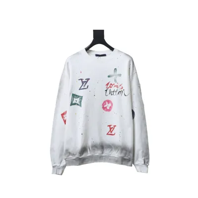 Louis Vuitton Graffiti Crew Neck Sweatshirt White 01
