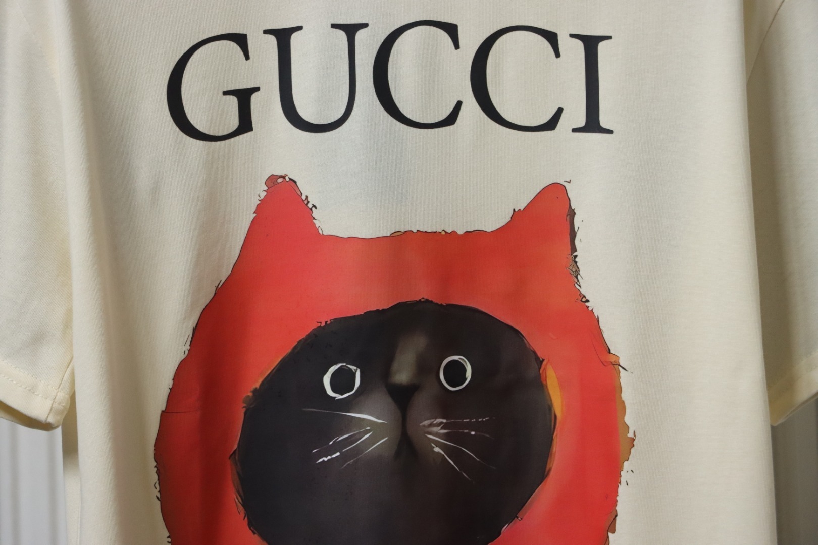 Gucci Baby Cat Printed Cotton T-shirt In Light Yellow