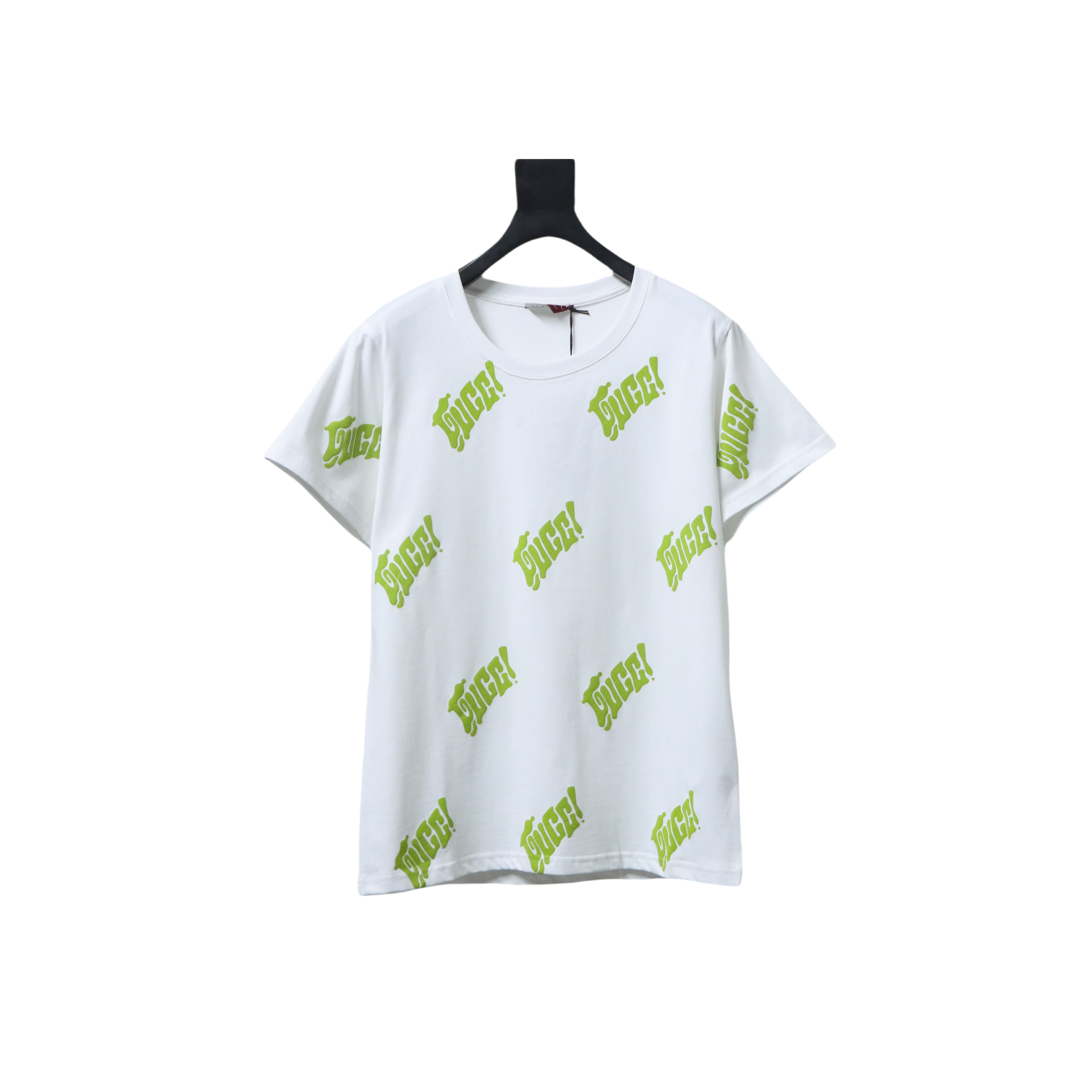 Gucci Embroidered Cotton Jersey T-shirt In White And Lime Green