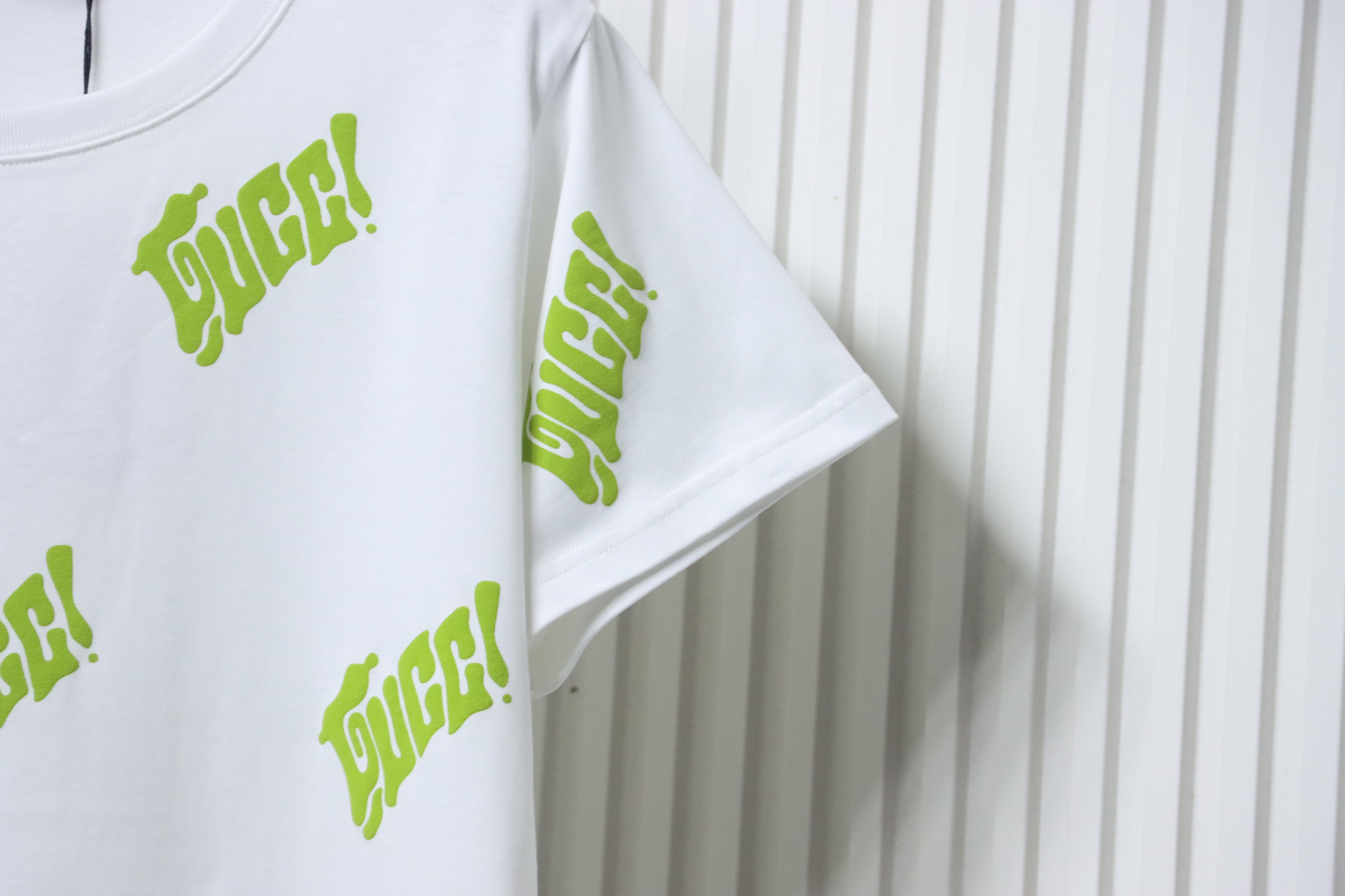 Gucci Embroidered Cotton Jersey T-shirt In White And Lime Green