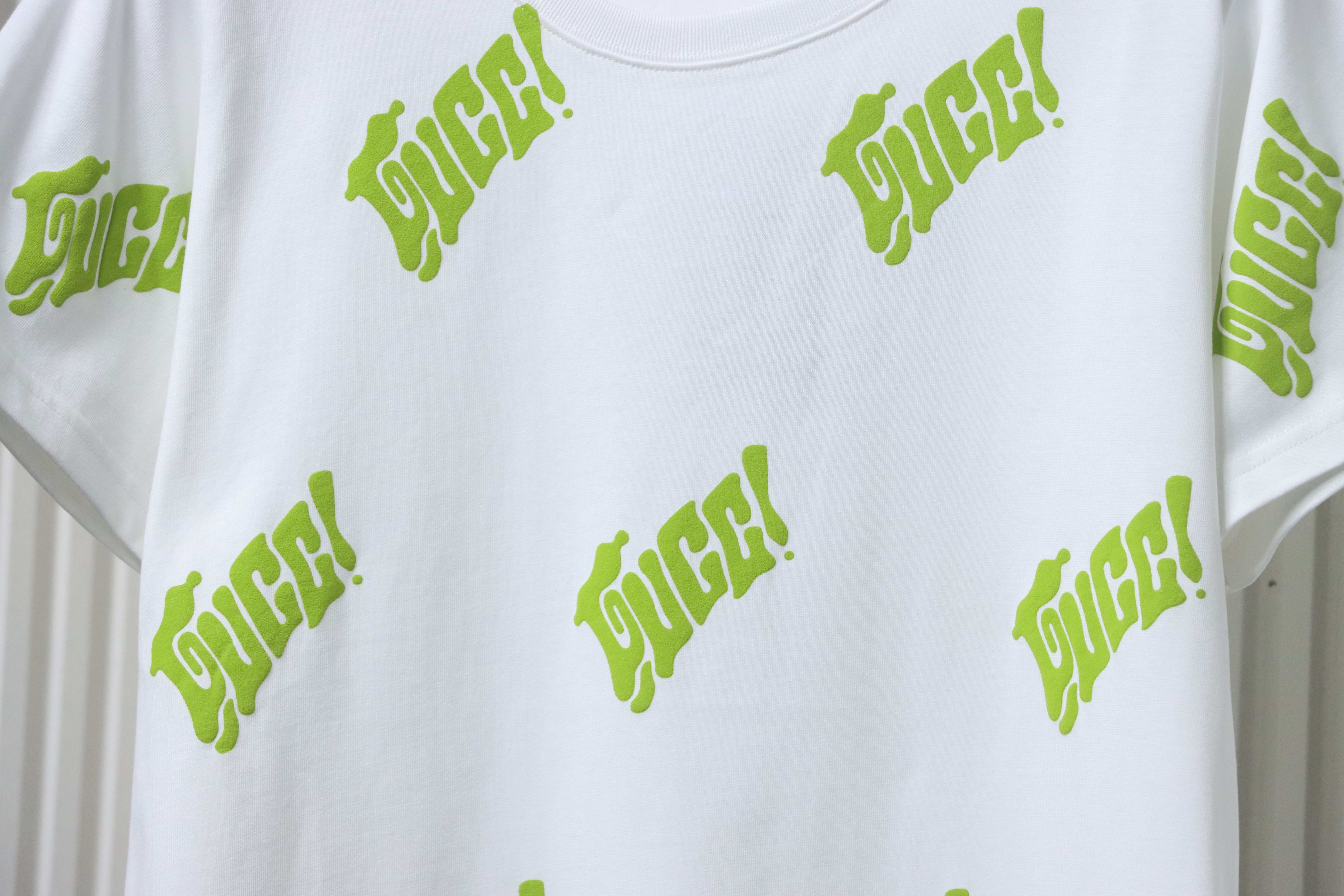 Gucci Embroidered Cotton Jersey T-shirt In White And Lime Green