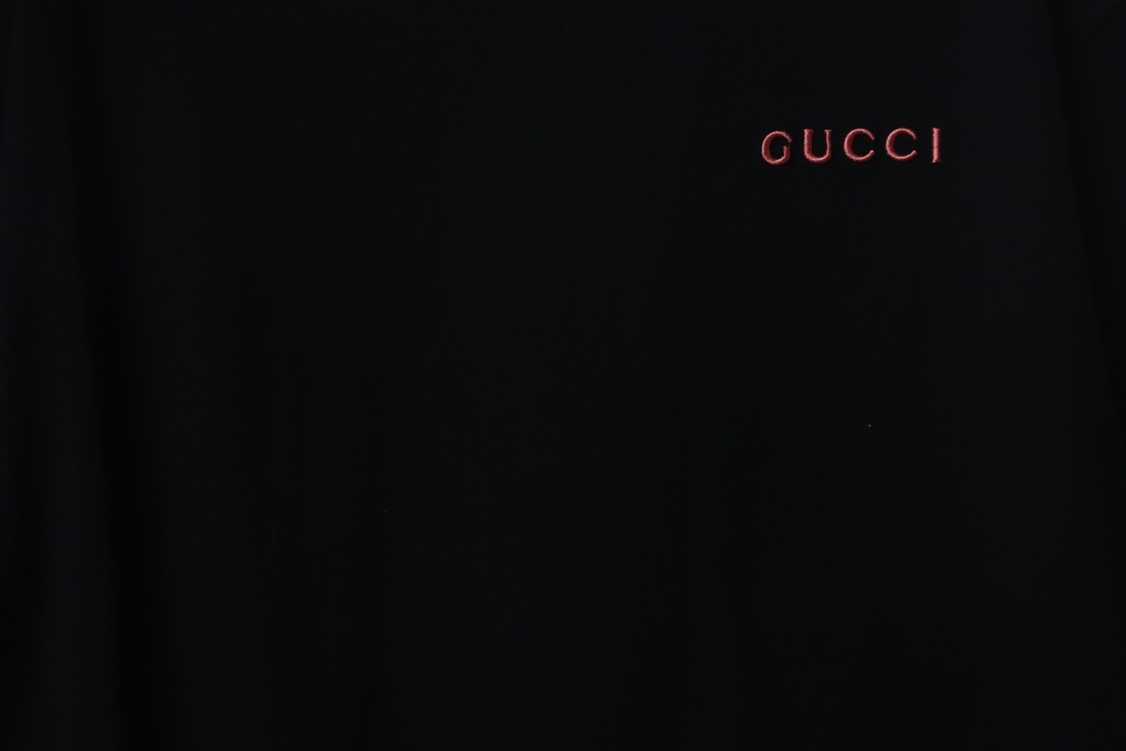 Gucci Small Label Pink Embroidery T-shirt Black