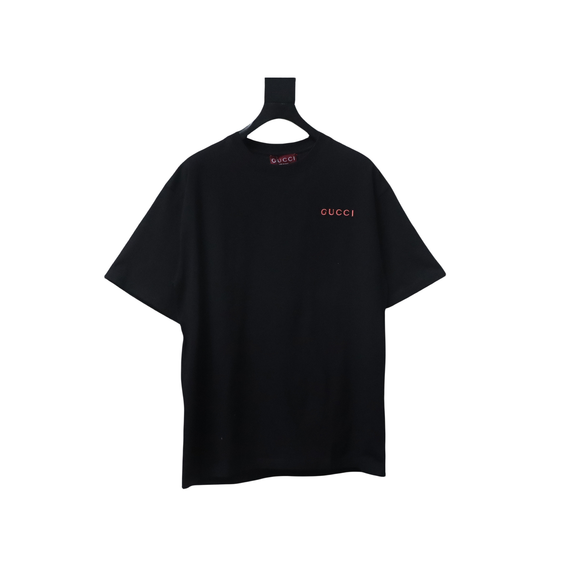Gucci Small Label Pink Embroidery T-shirt Black