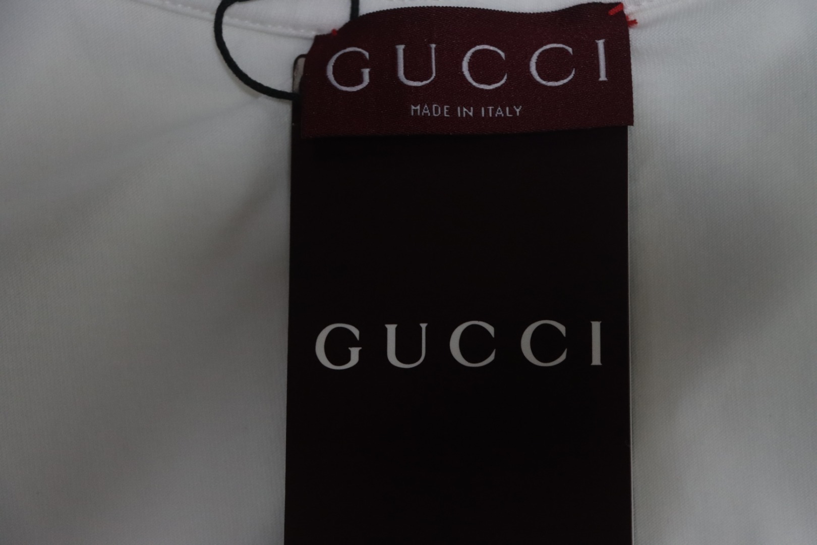 Gucci Small Label Pink Embroidery T-shirt White