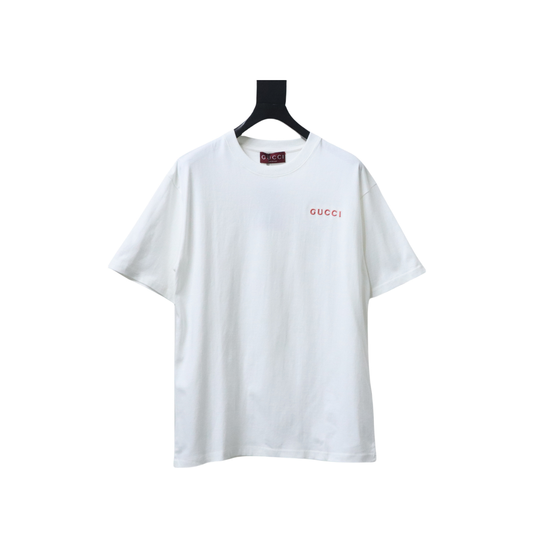 Gucci Small Label Pink Embroidery T-shirt White