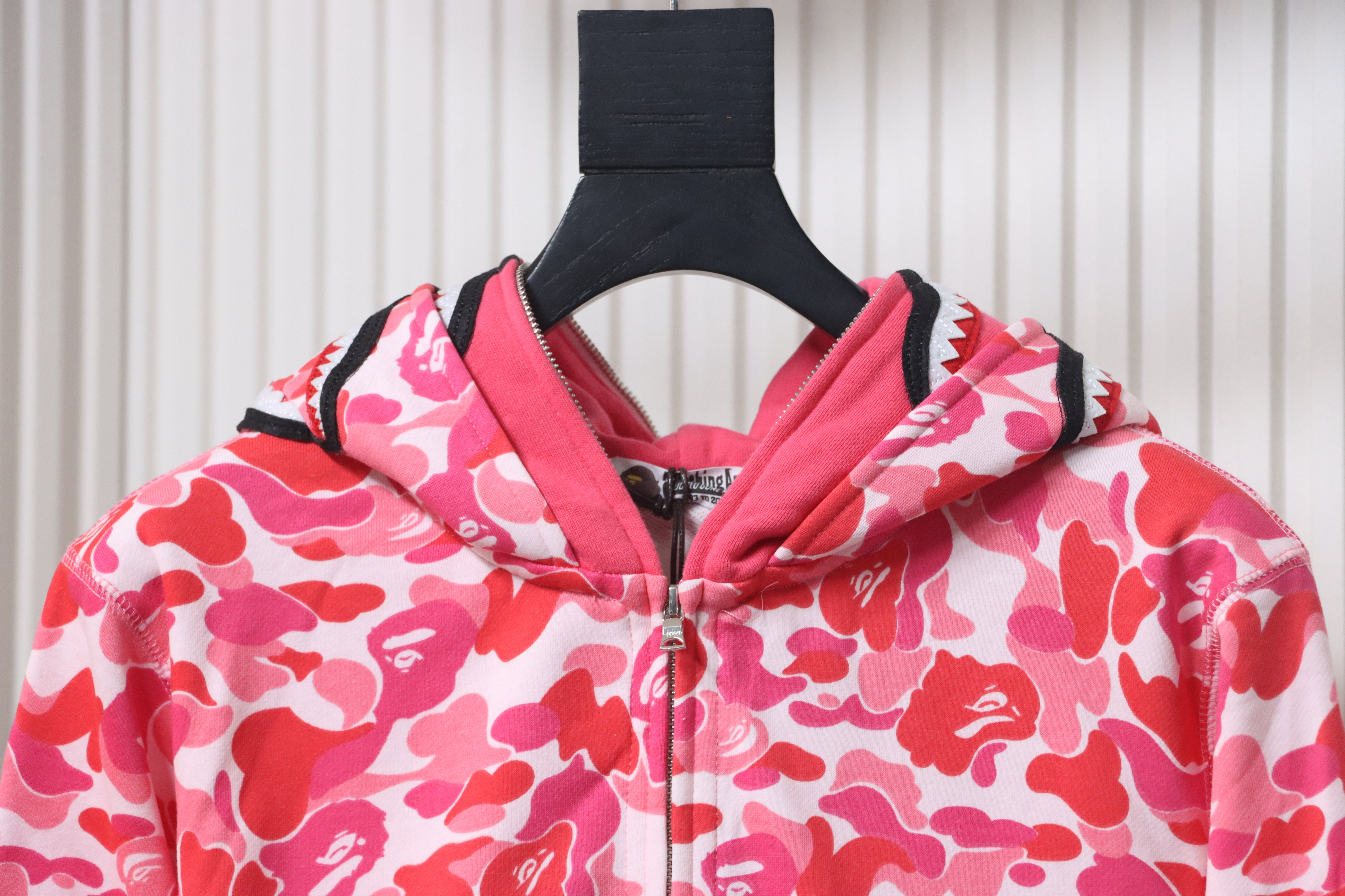 Bape Full Zip Shark Camouflage Print Hoodie Pink