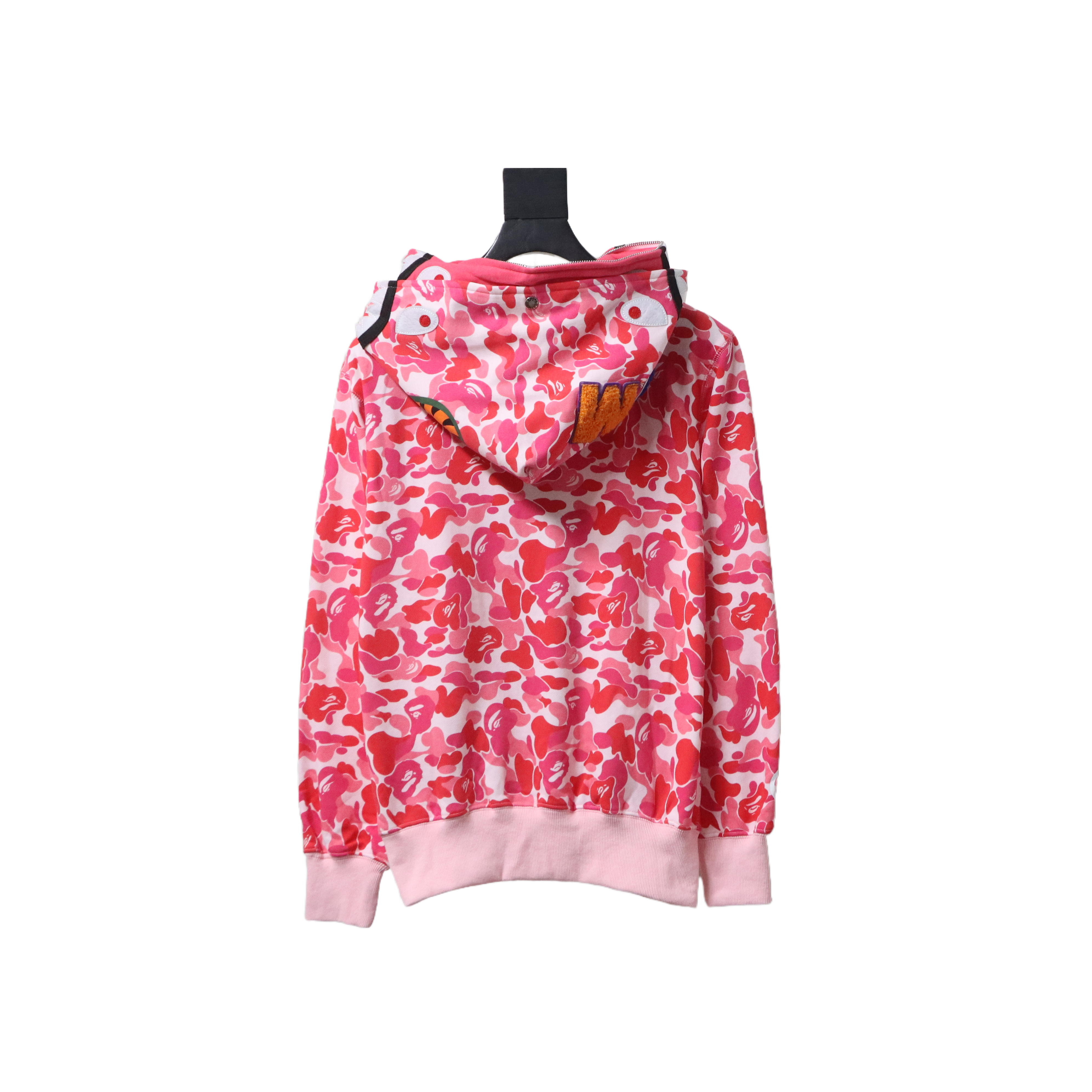 Bape Full Zip Shark Camouflage Print Hoodie Pink