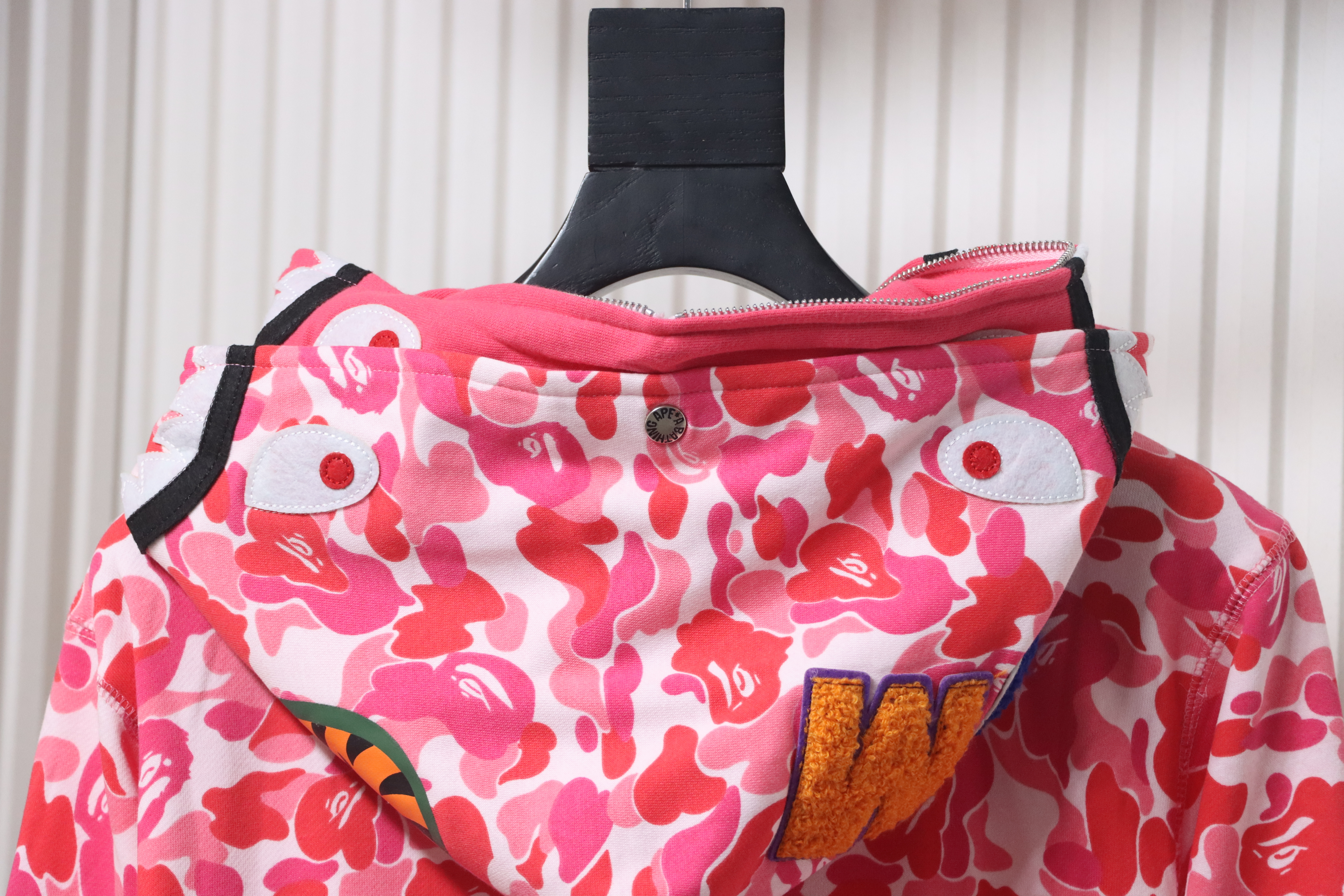 Bape Full Zip Shark Camouflage Print Hoodie Pink