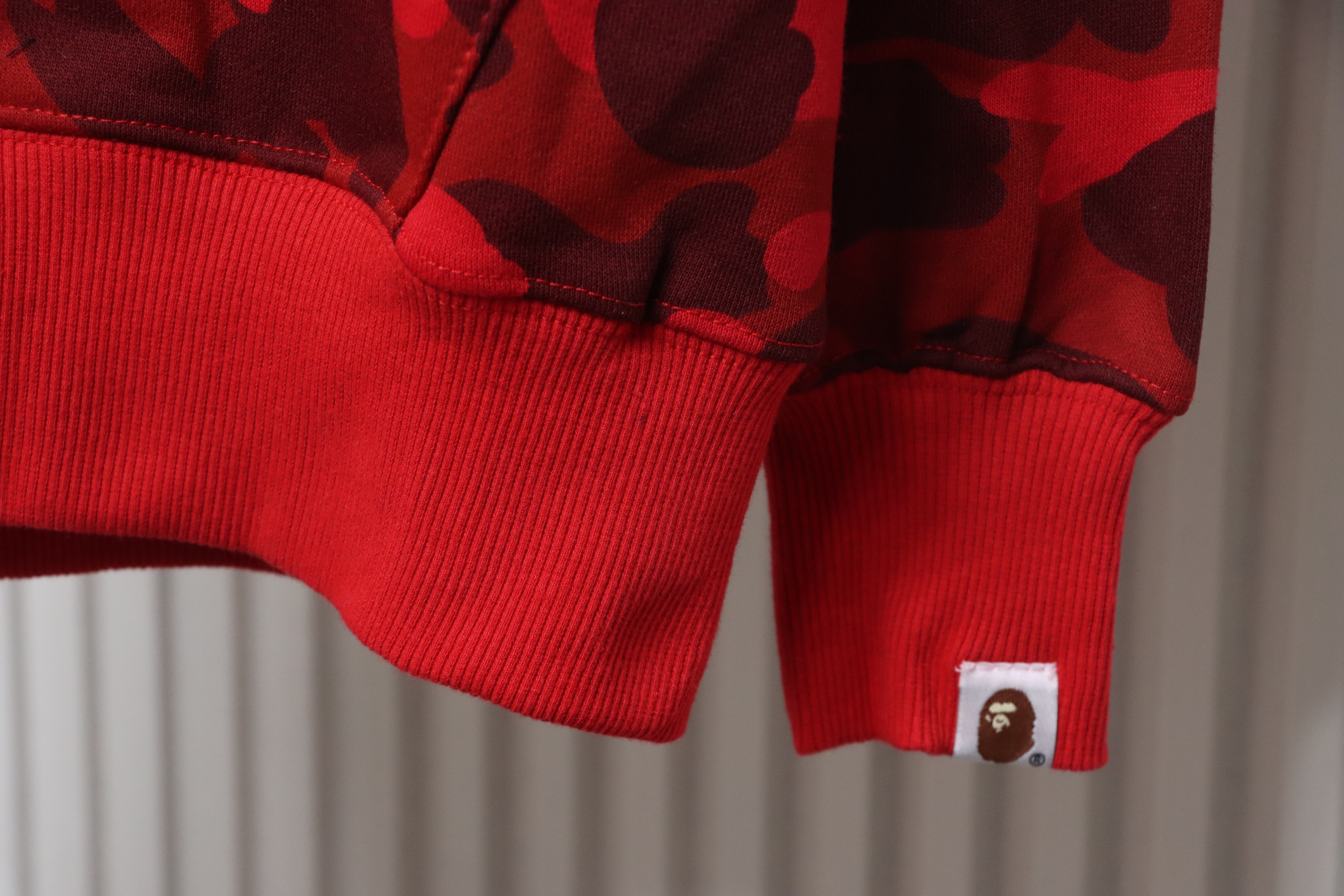 Bape Full Zip Shark Camouflage Print Hoodie Pink Red