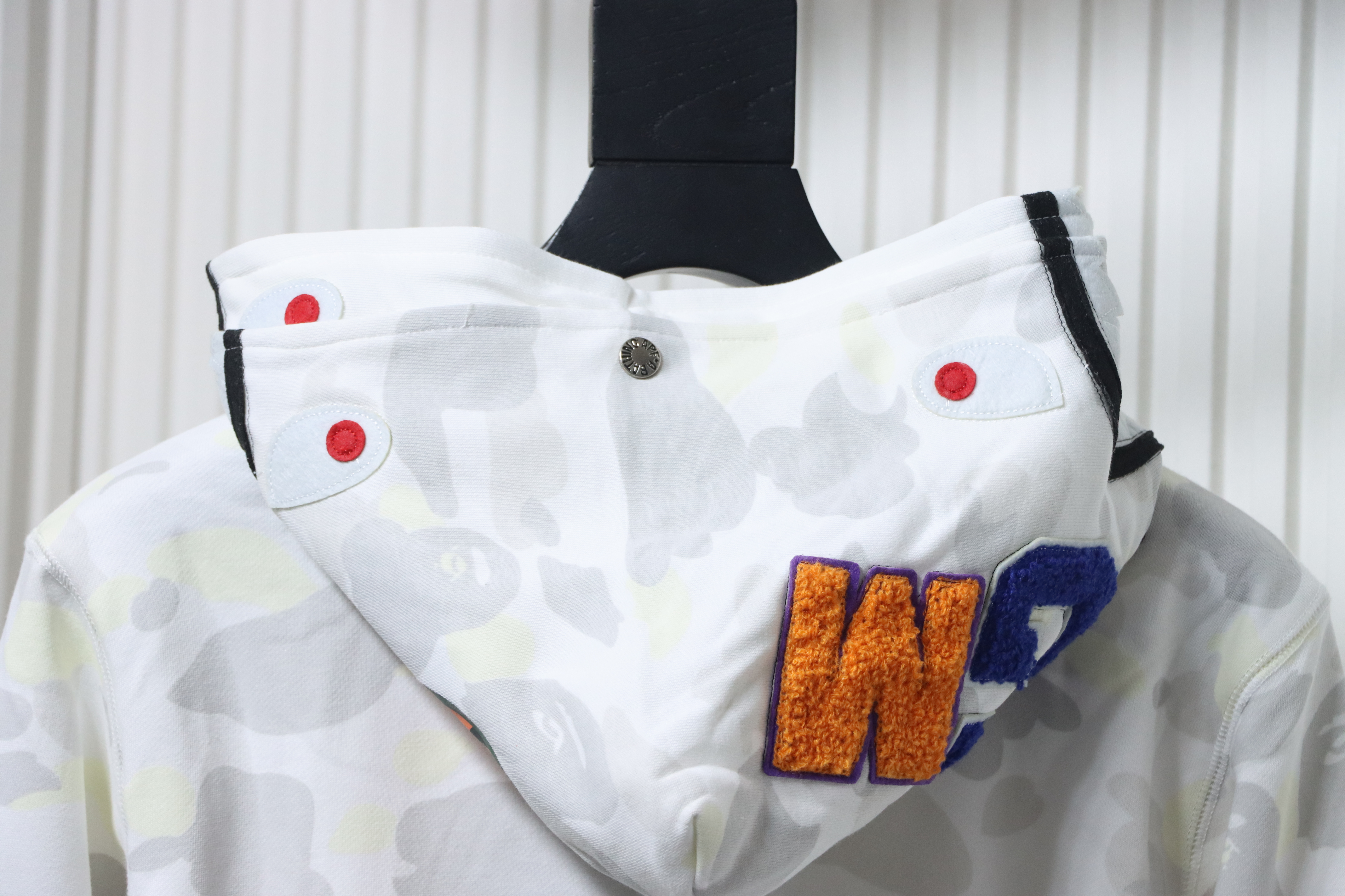 Bape Full Zip Shark Glow-in-the-Dark Camouflage Print Hoodie White