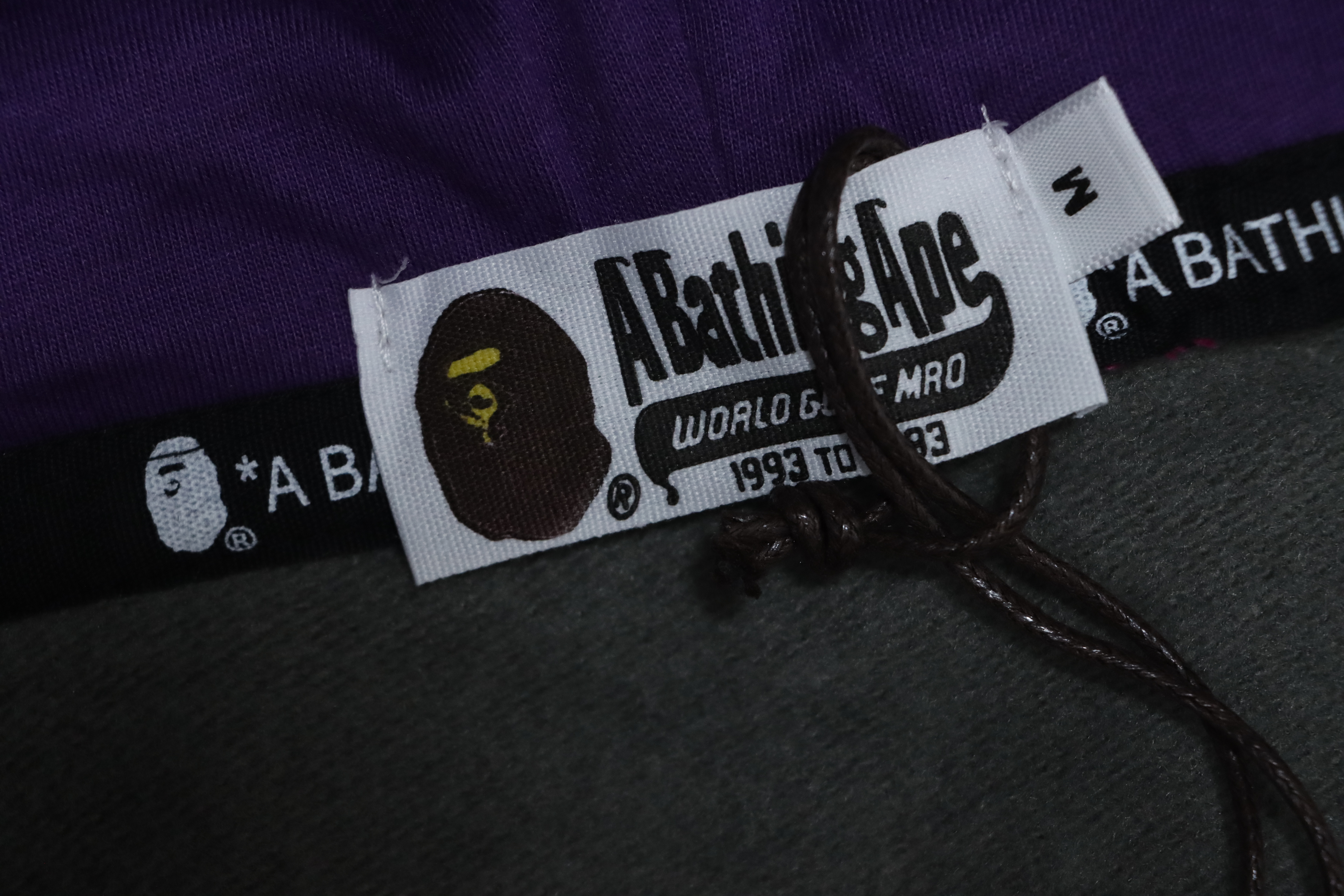 Bape Full Zip Shark Camouflage Print Purple Collar Dark Black And Grey Hoodie