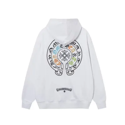 Chrome Hearts Cross Sanskrit Colorful Letters Embroidery Print Hoodie White 01
