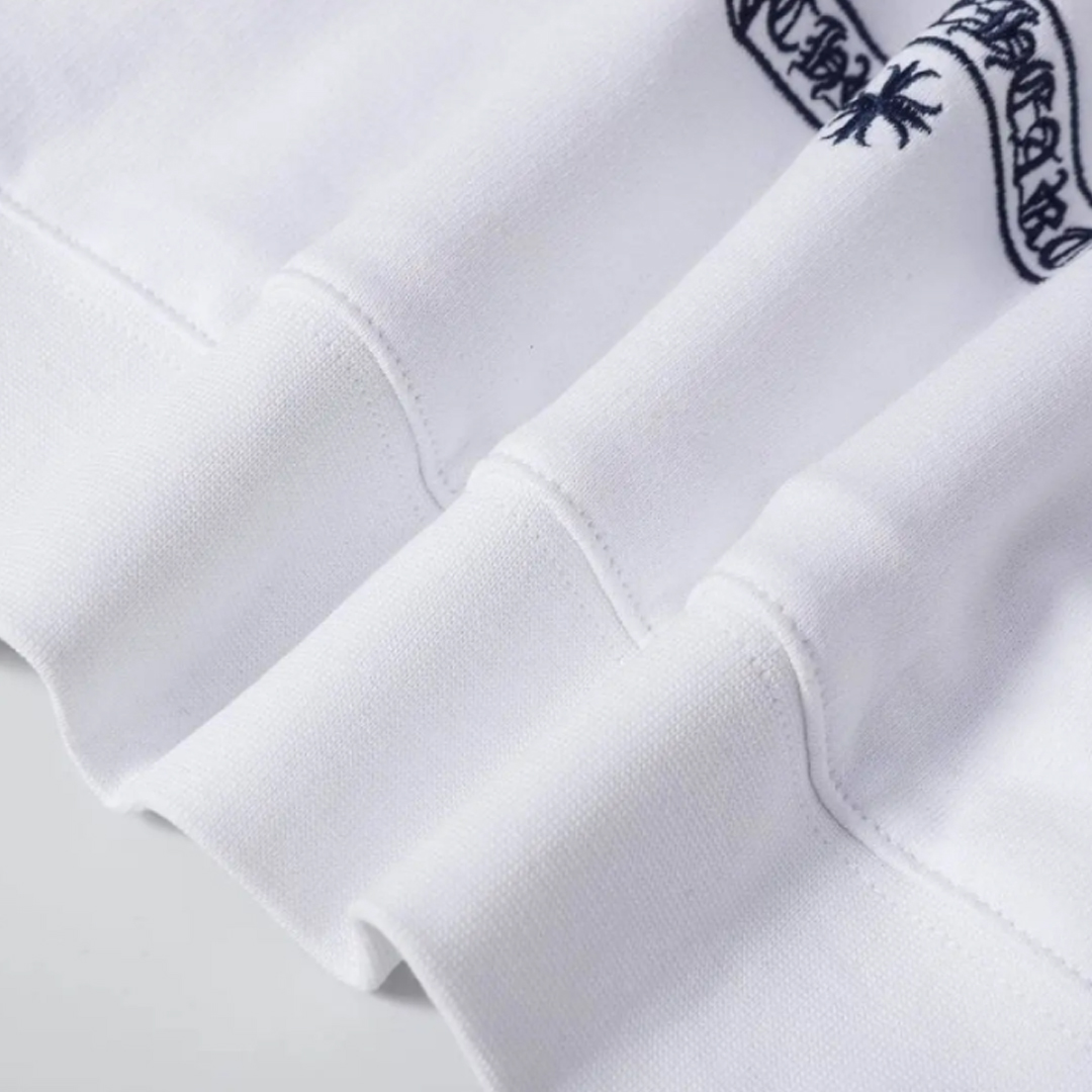 Chrome Hearts Cross Sanskrit Colorful Letters Embroidery Print Hoodie White