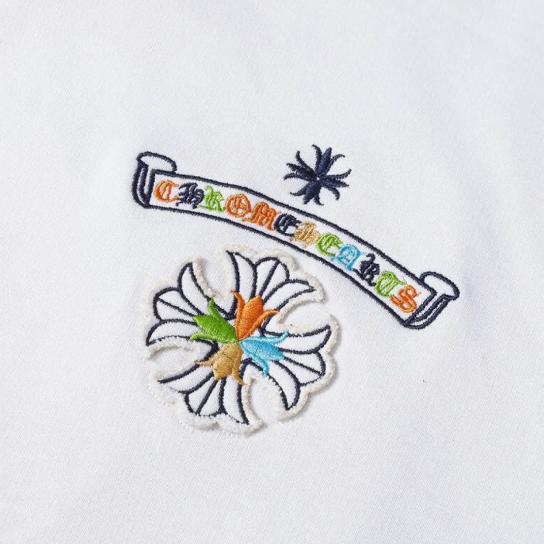 Chrome Hearts Cross Sanskrit Colorful Letters Embroidery Print Hoodie White