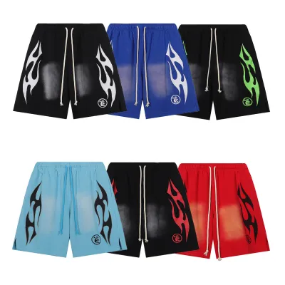 Hellstar Flame Shorts #2563 Black White/Dark Blue/Black Green/Sky Blue/Black Red/Red 01