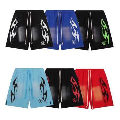 Hellstar Flame Shorts #2563 Black White/Dark Blue/Black Green/Sky Blue/Black Red/Red 02