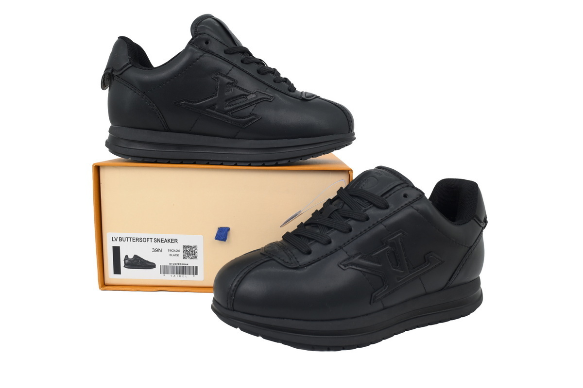 LV BUTTERSOFT Sneaker Lambskin/Plain Calf Leather Black 1AIKEO