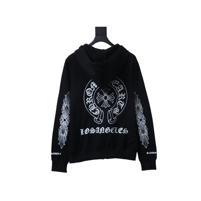 Chrome Hearts Cuff Sanskrit Print Zip-Up Hoodie Black
