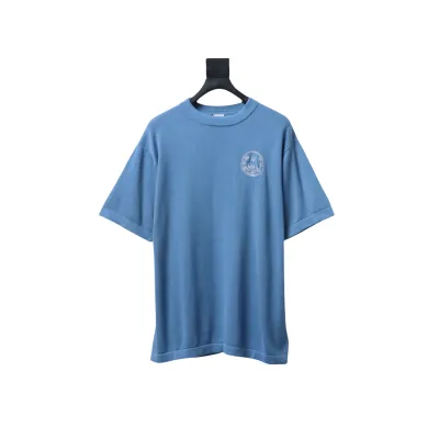 Dior Cat Embroidered Knitted T-shirt Blue 01