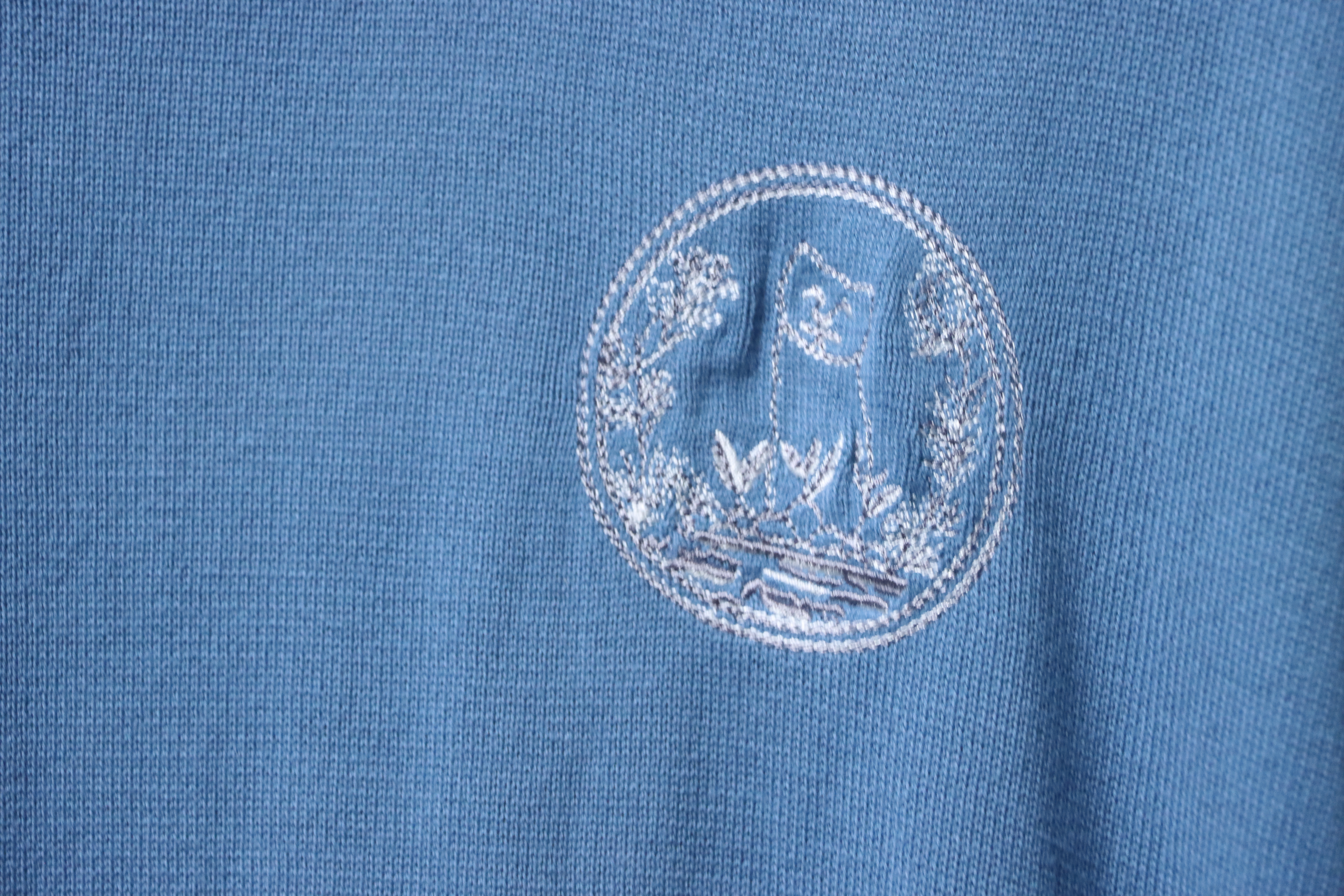 Dior Cat Embroidered Knitted T-shirt Blue