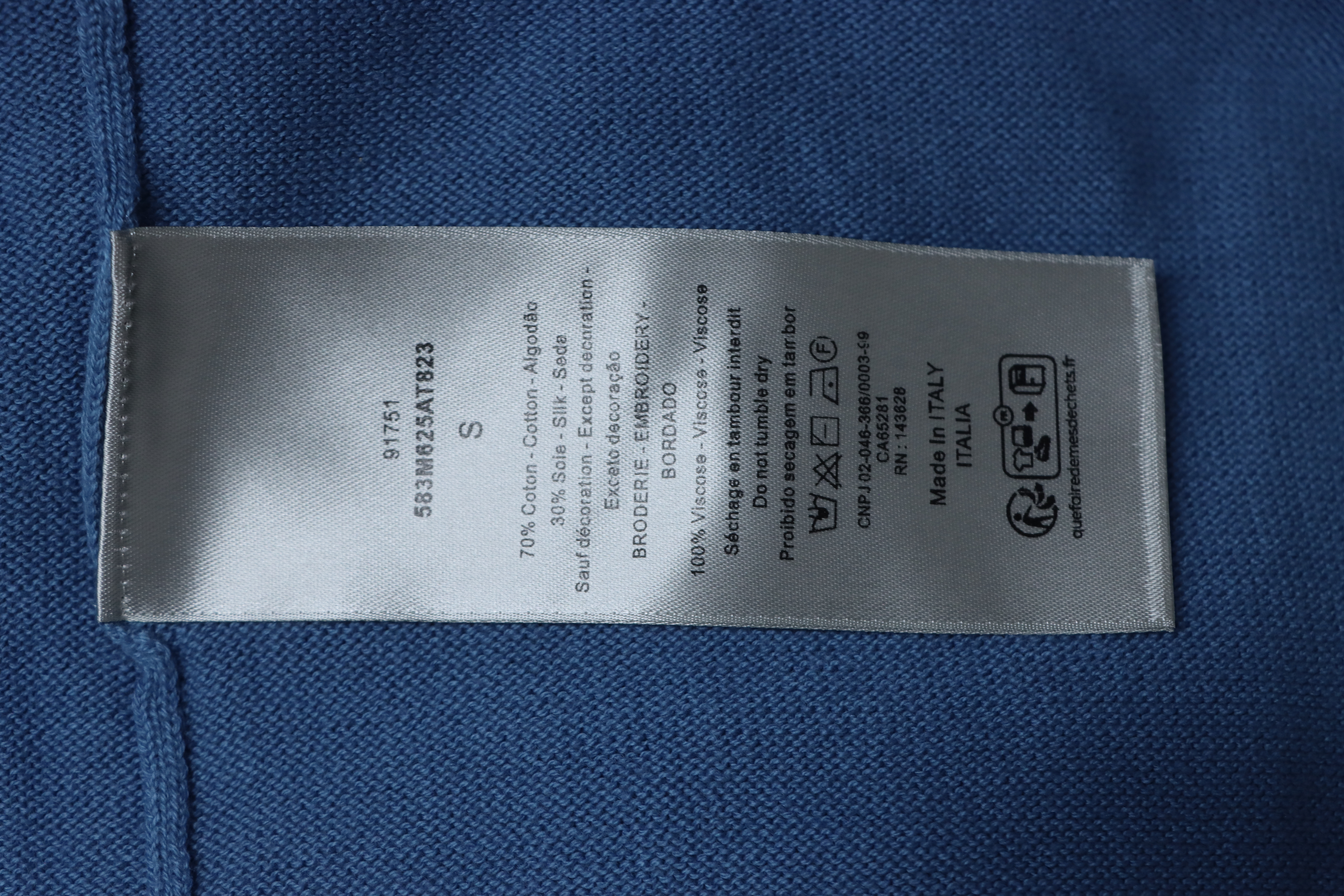 Dior Cat Embroidered Knitted T-shirt Blue