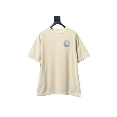 Dior Cat Embroidered Knitted T-shirt Yellow 01