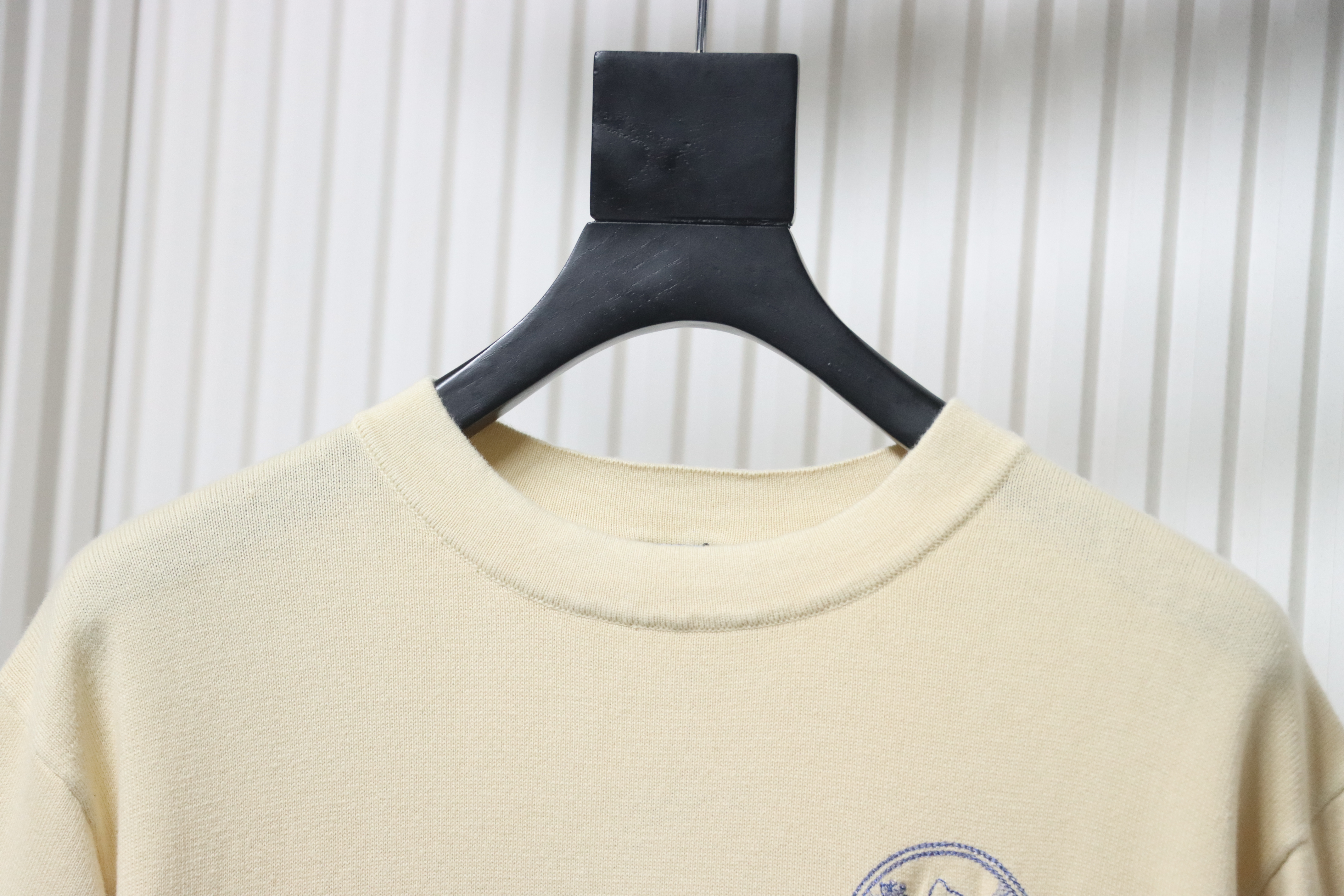 Dior Cat Embroidered Knitted T-shirt Yellow