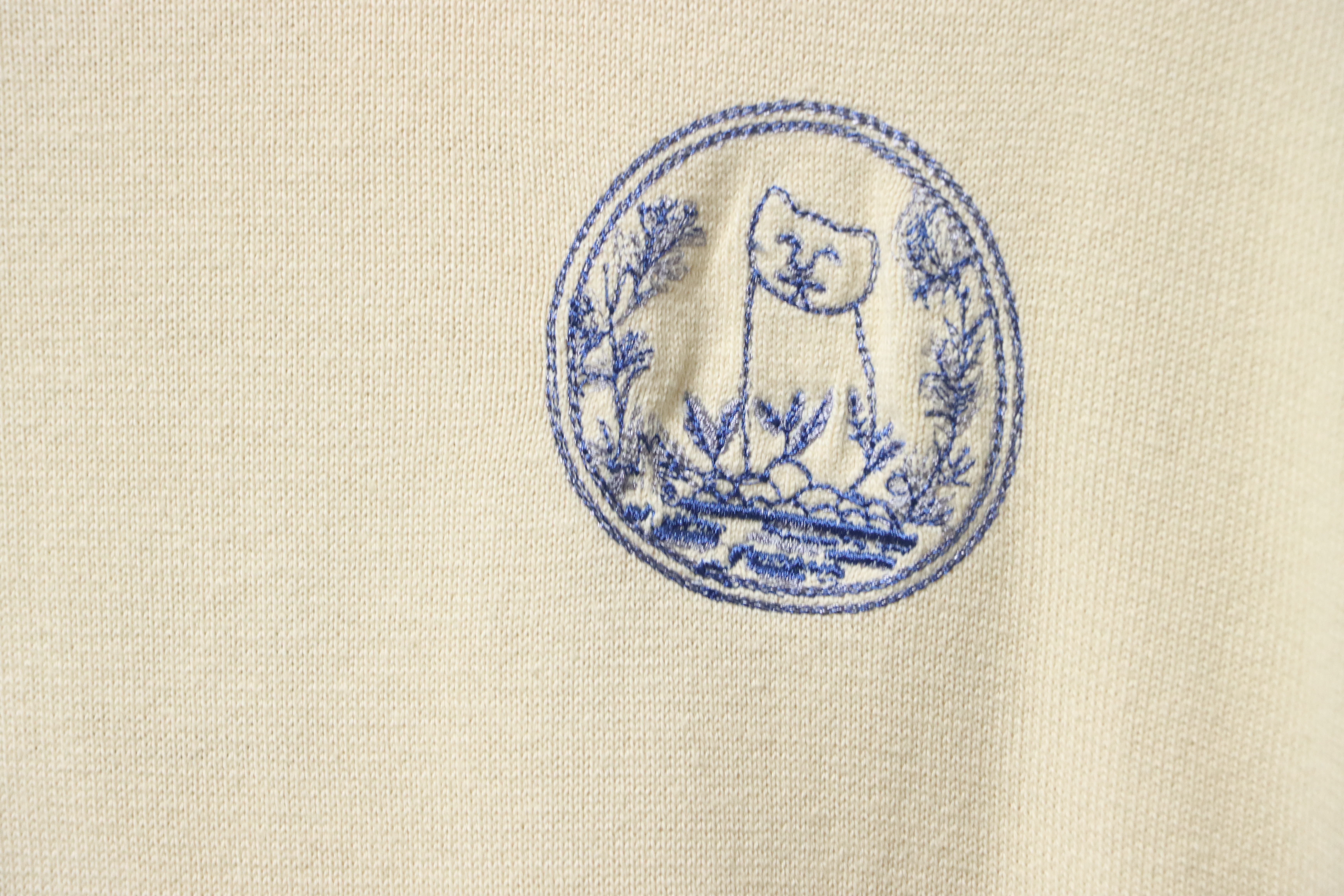 Dior Cat Embroidered Knitted T-shirt Yellow