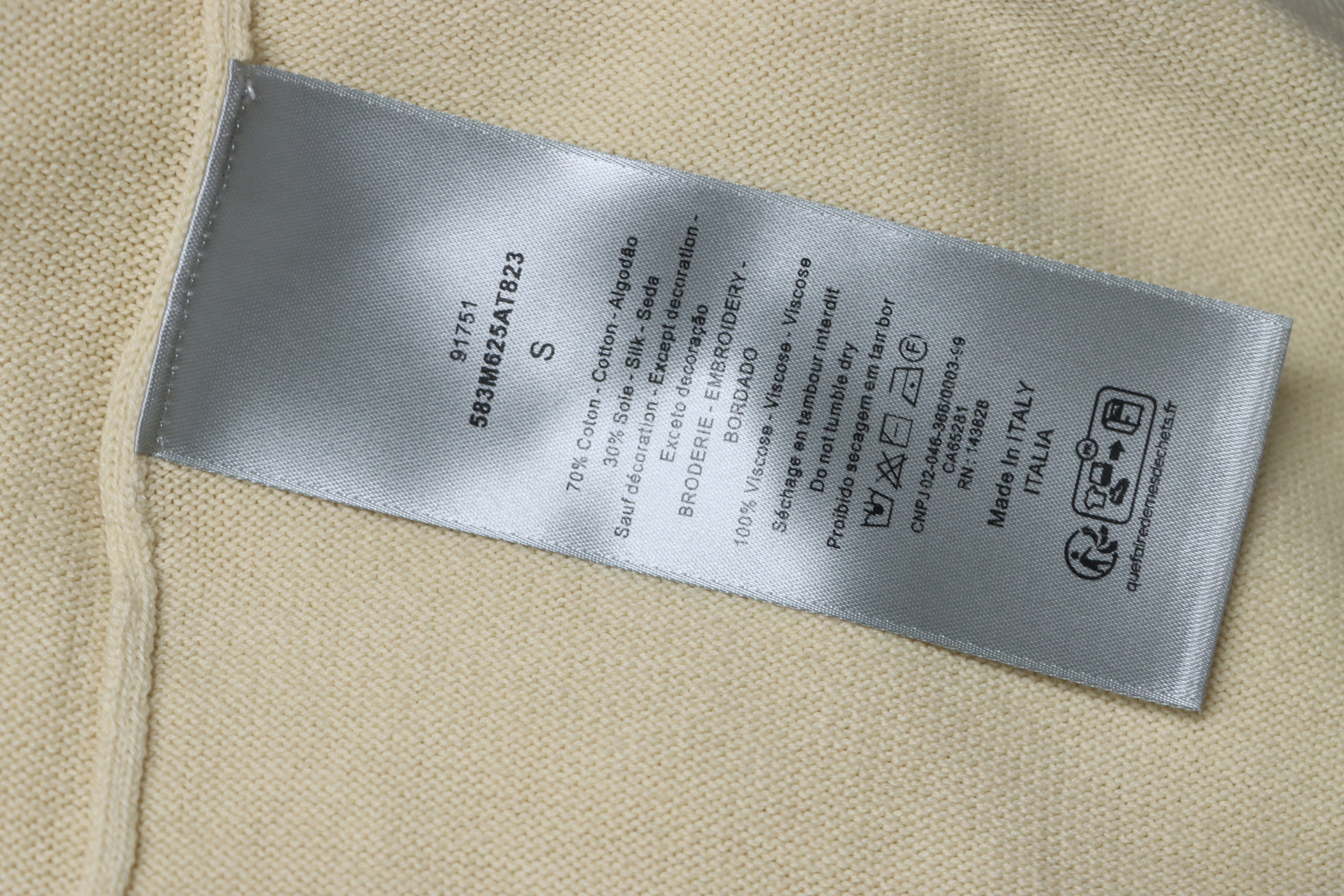 Dior Cat Embroidered Knitted T-shirt Yellow