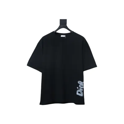 Dior Hem Logo T-shirt Black 01