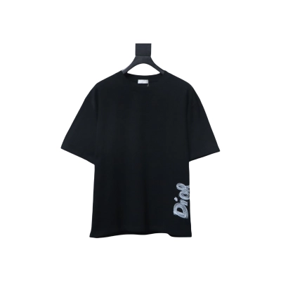 Dior Hem Logo T-shirt Black 01