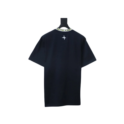 Dior Neckline Letter Jacquard Ribbon T-shirt Black 02