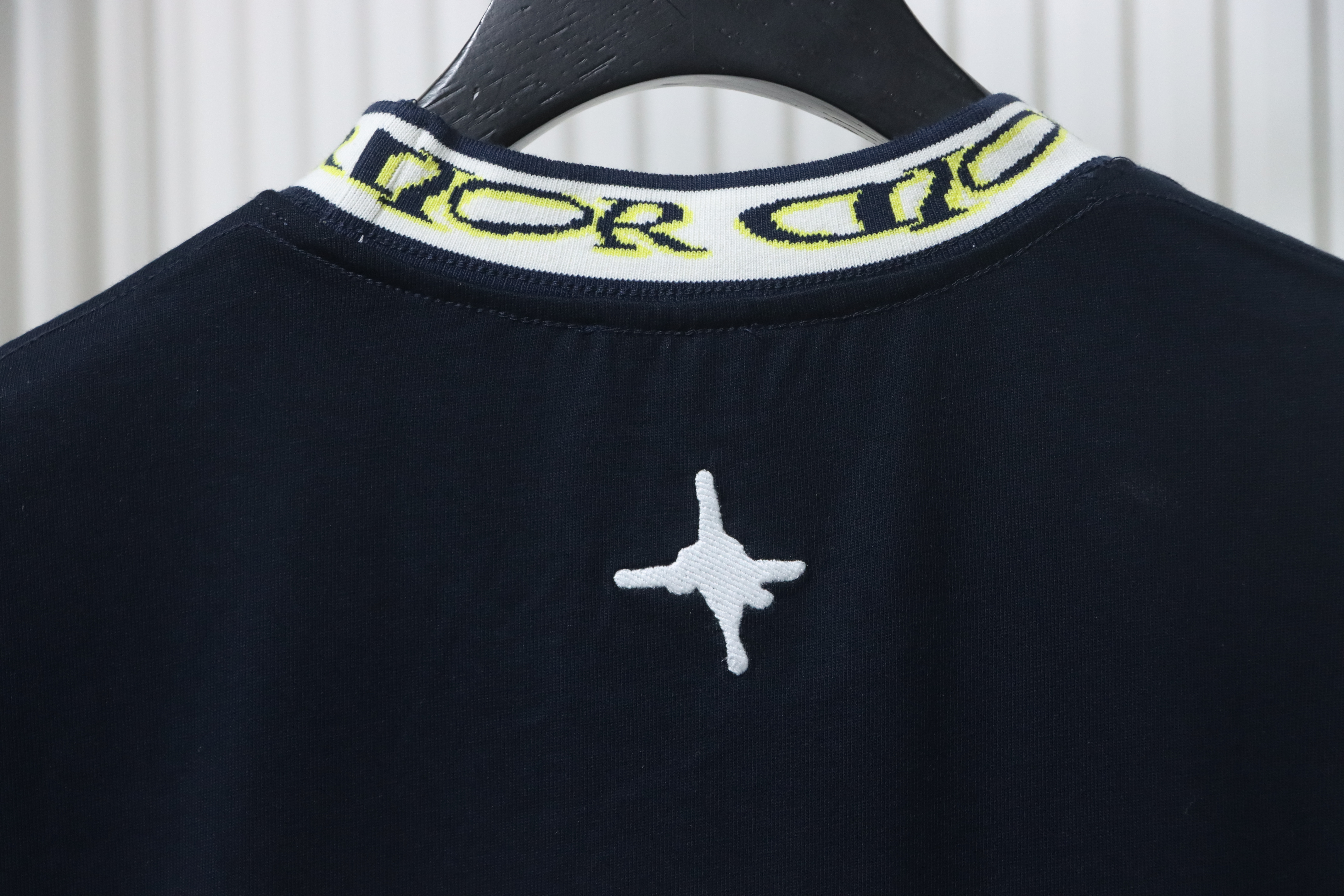 Dior Neckline Letter Jacquard Ribbon T-shirt Black