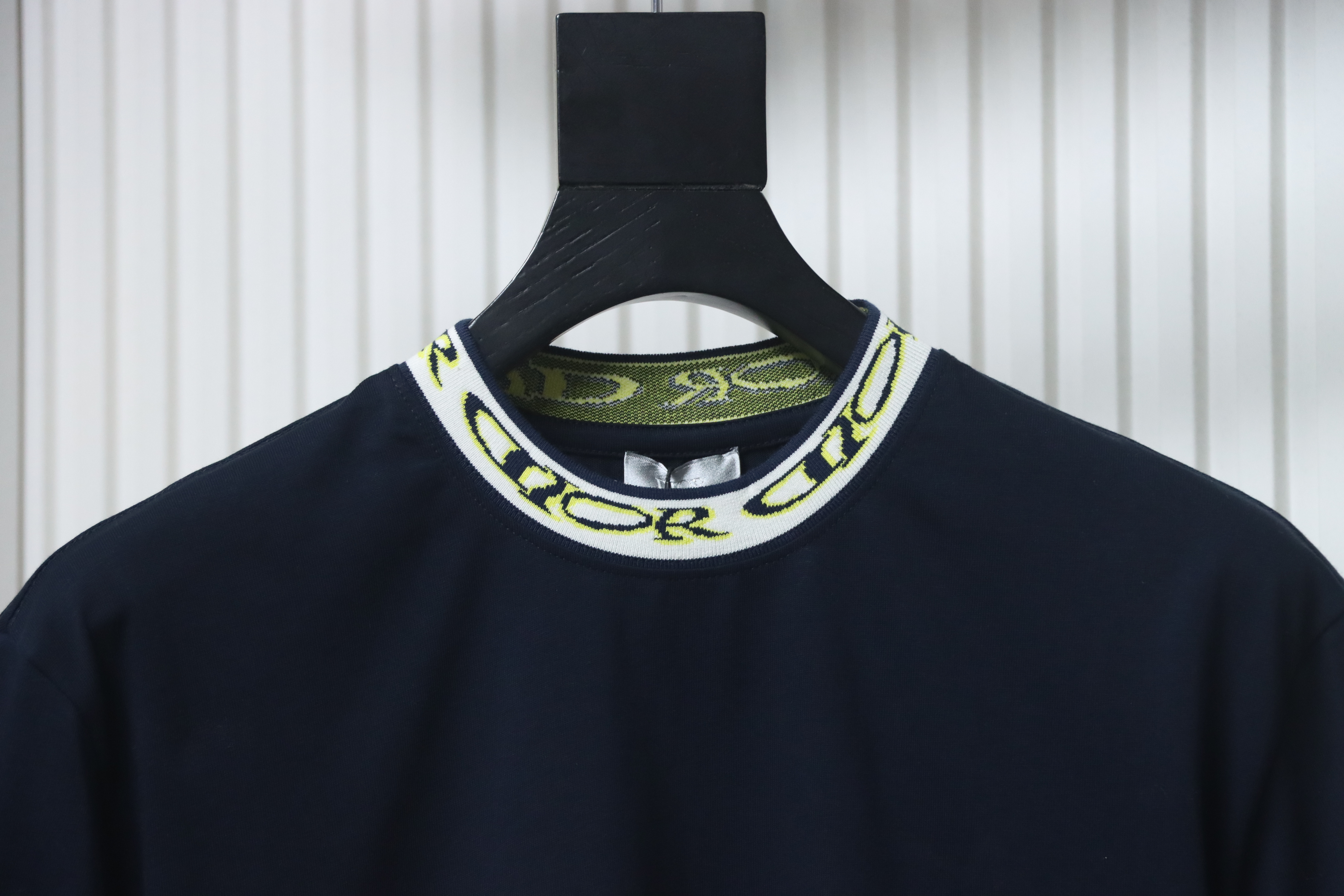 Dior Neckline Letter Jacquard Ribbon T-shirt Black