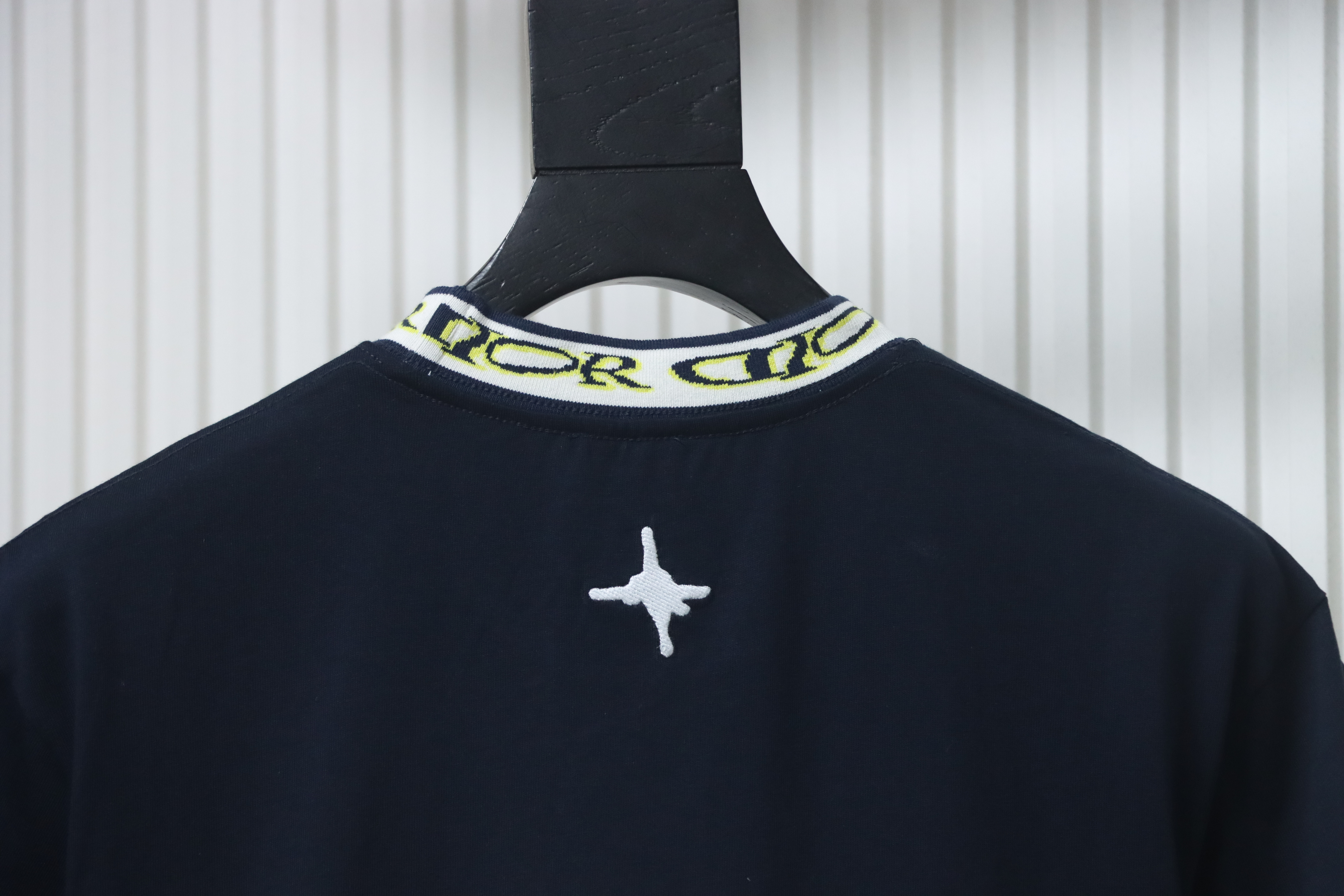 Dior Neckline Letter Jacquard Ribbon T-shirt Black