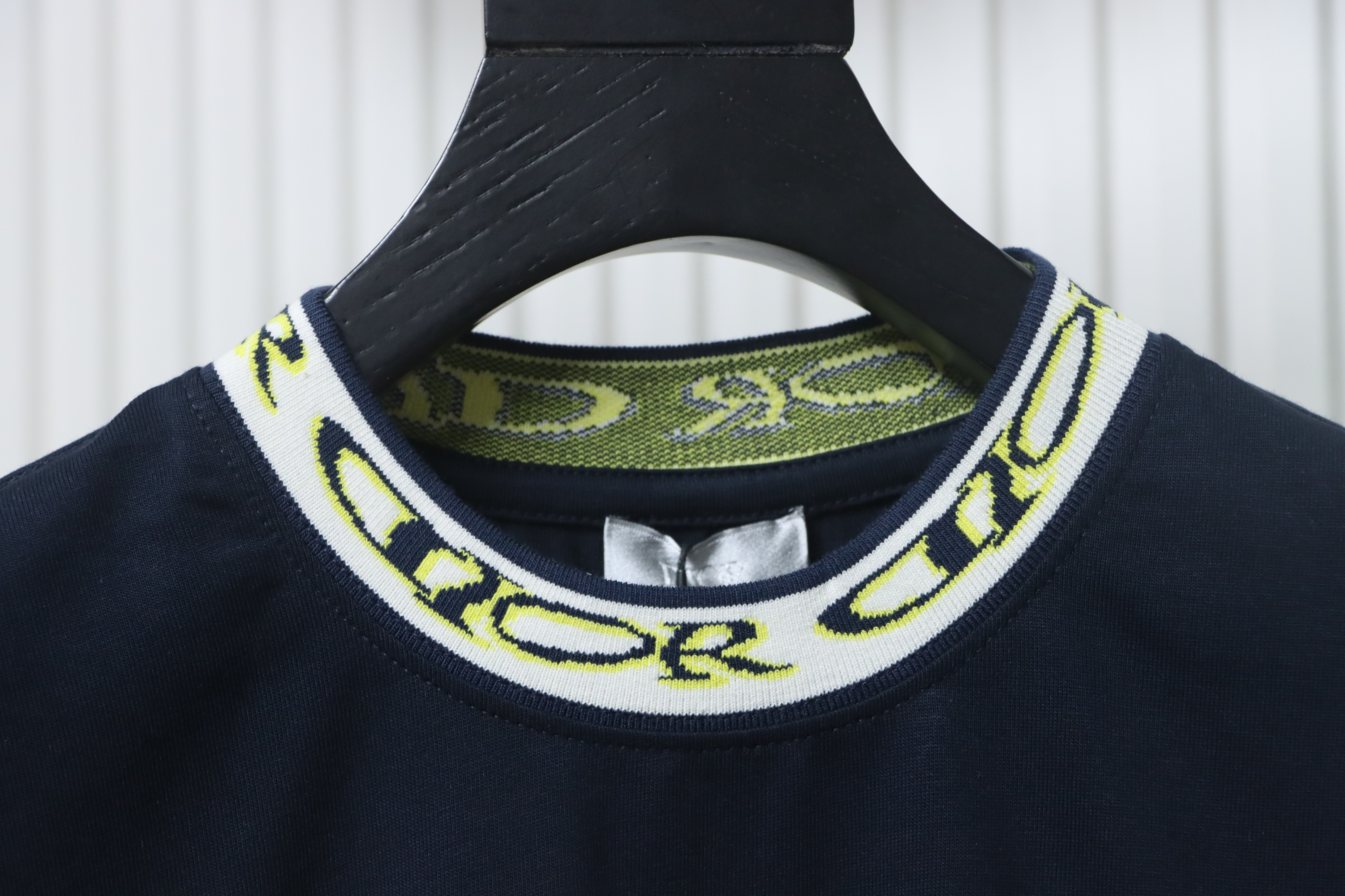 Dior Neckline Letter Jacquard Ribbon T-shirt Black