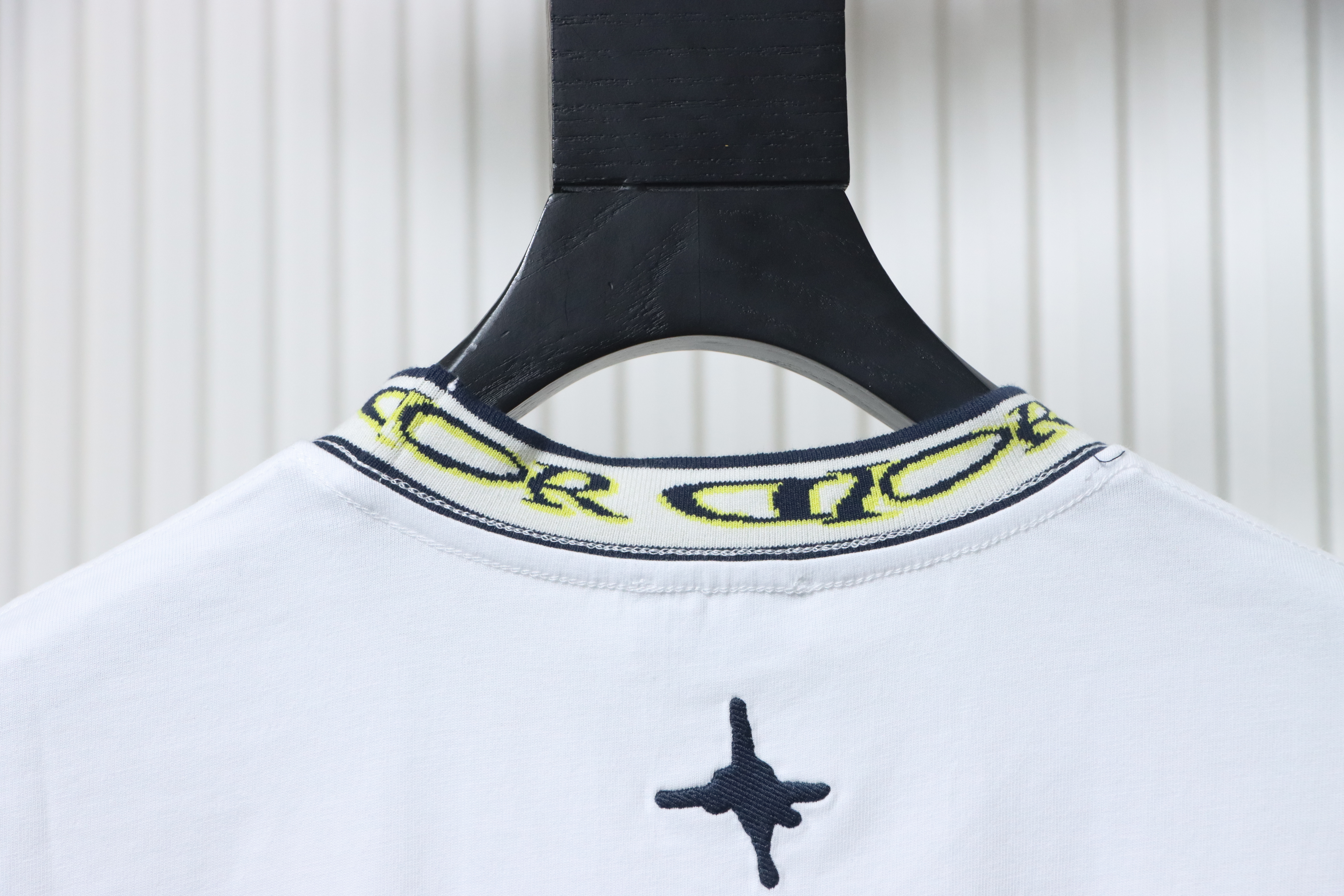 Dior Neckline Letter Jacquard Ribbon T-shirt White