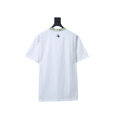 Dior Neckline Letter Jacquard Ribbon T-shirt White 02