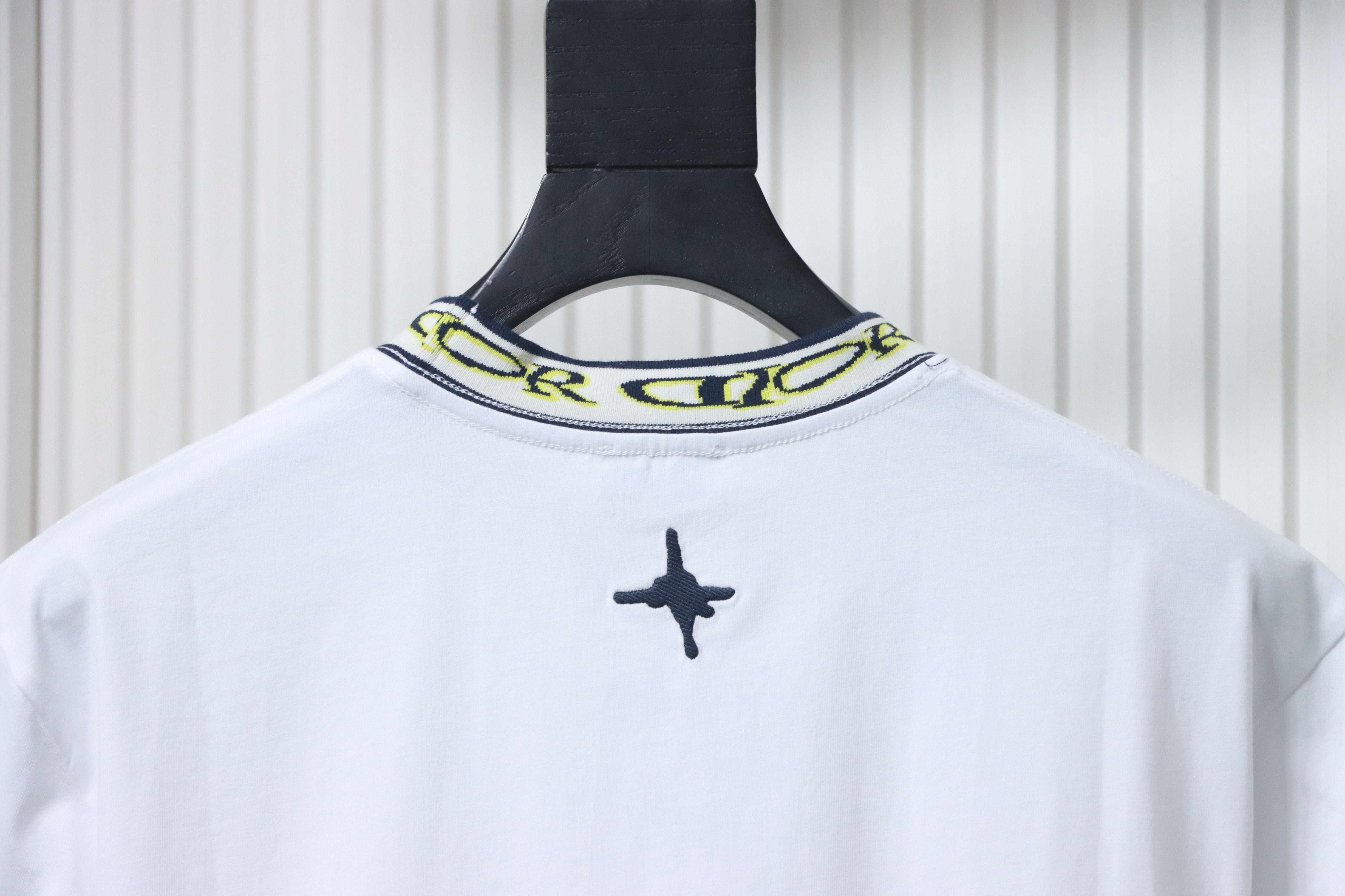 Dior Neckline Letter Jacquard Ribbon T-shirt White