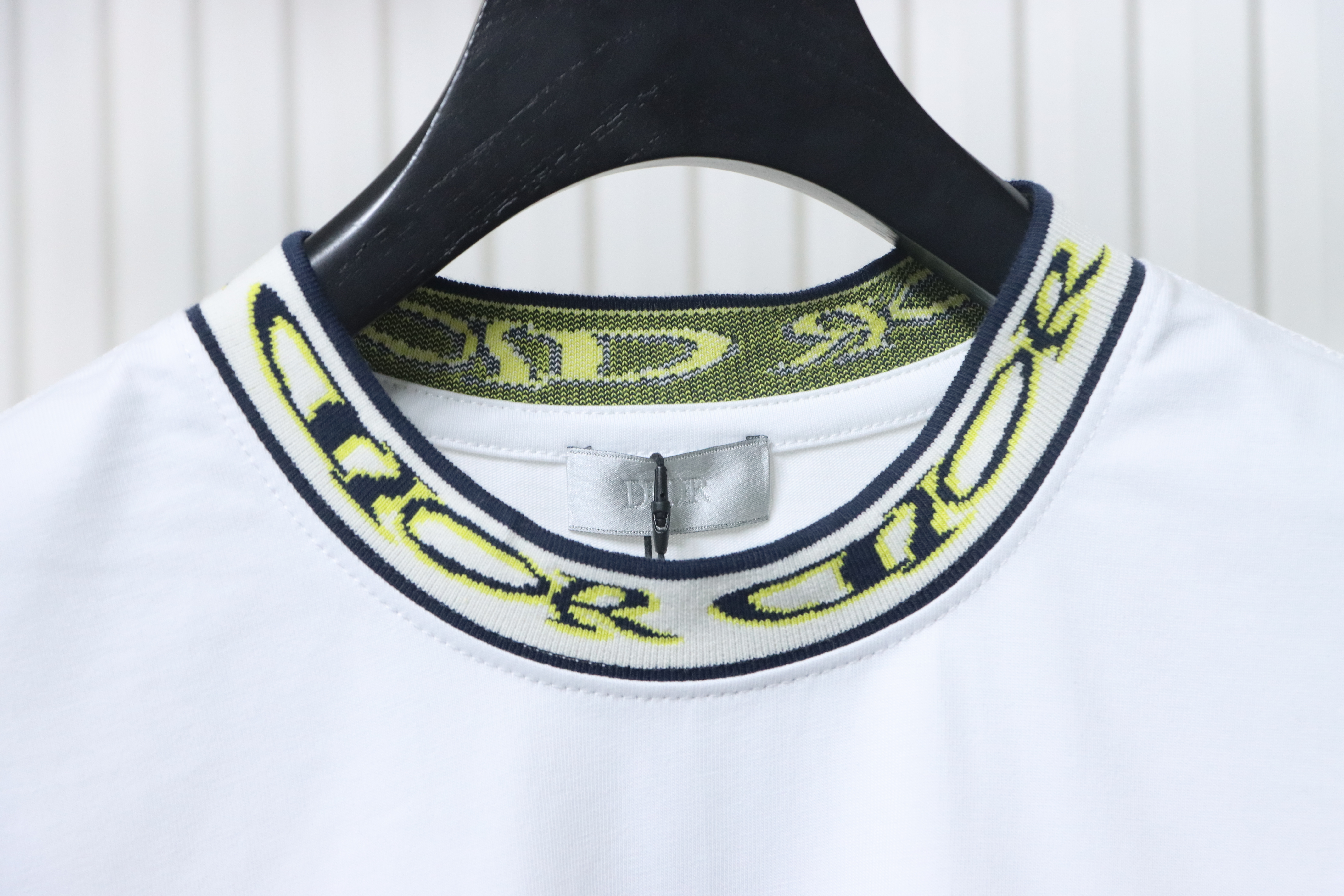 Dior Neckline Letter Jacquard Ribbon T-shirt White